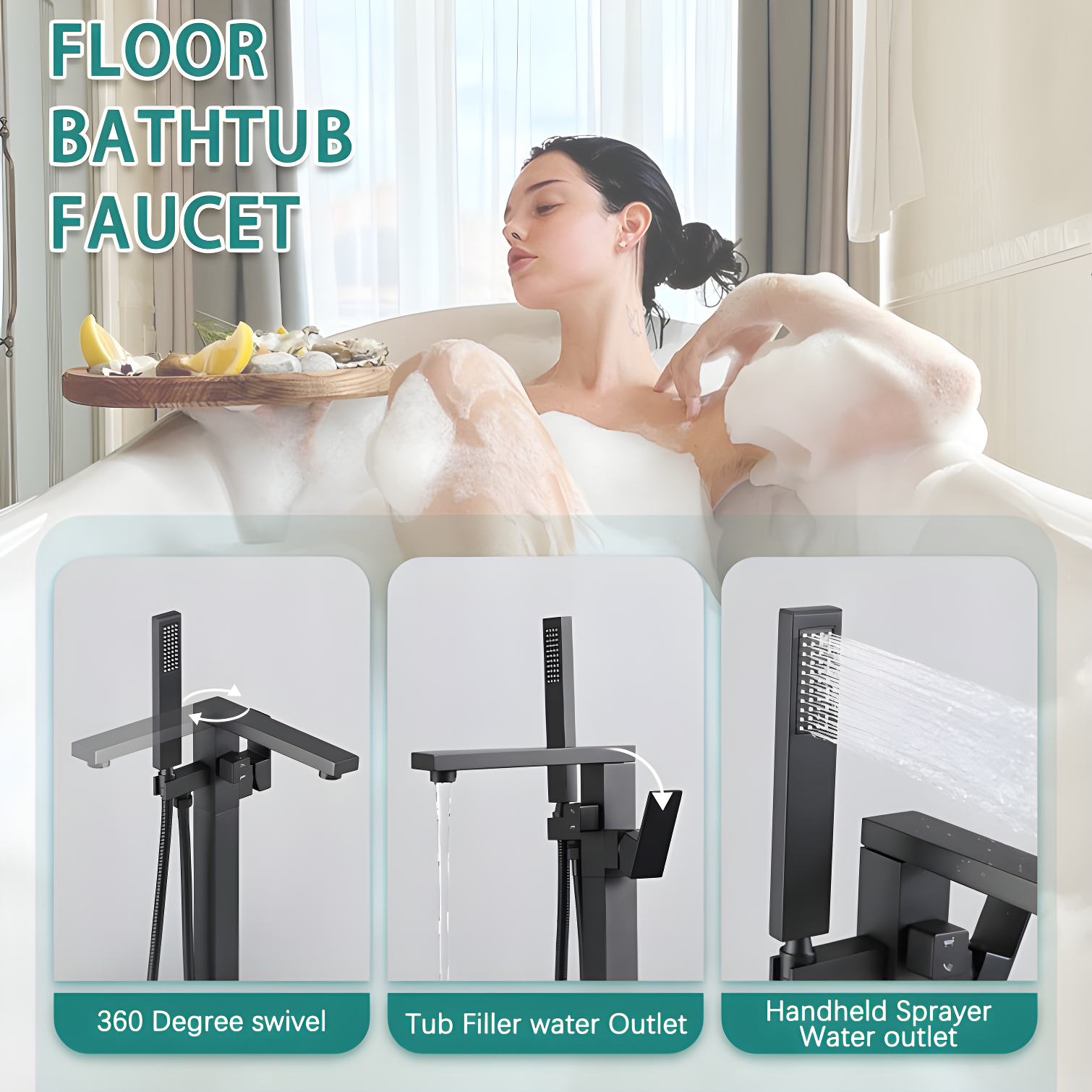 Floor Tub Filler with Diverter