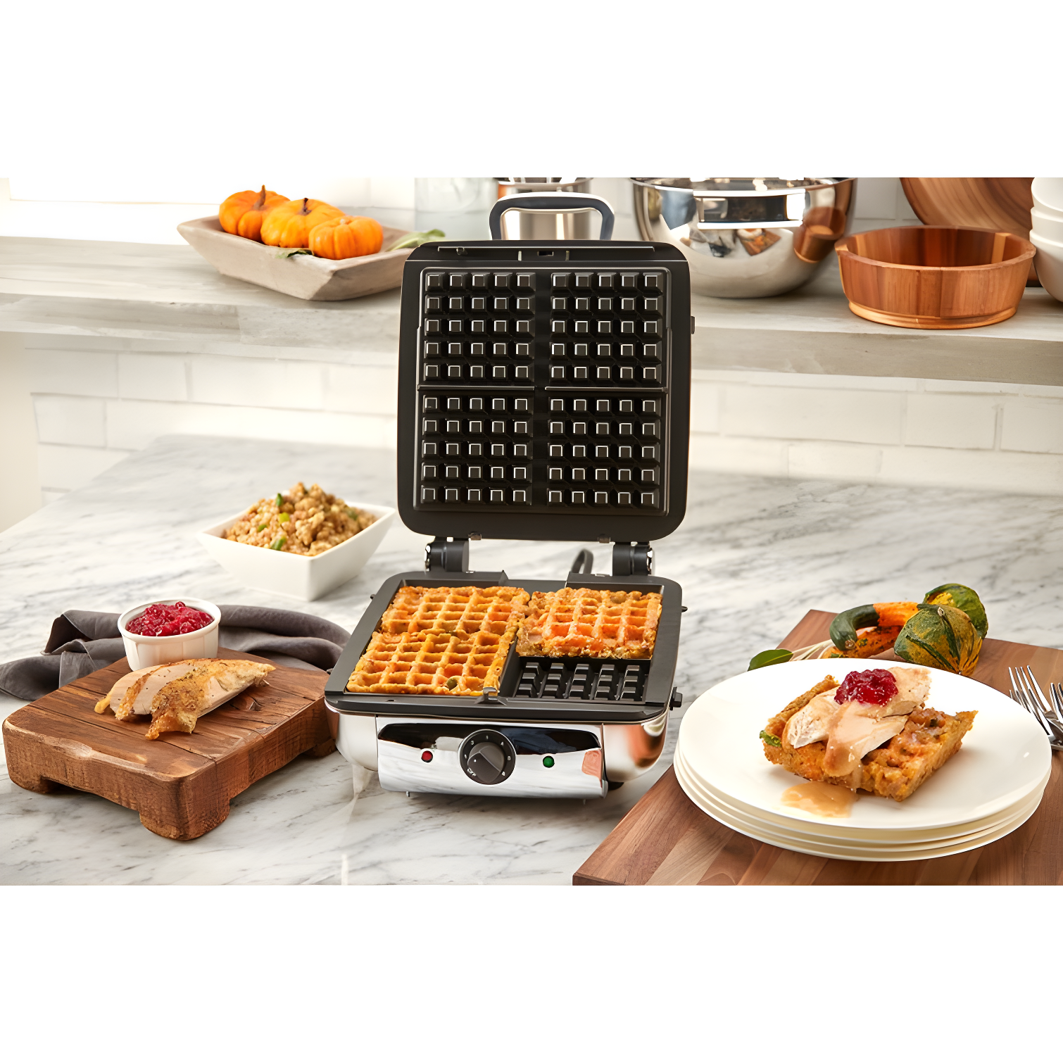 All-Clad ® 4-Slice Stainless Steel Waffle Maker with Removable Plates