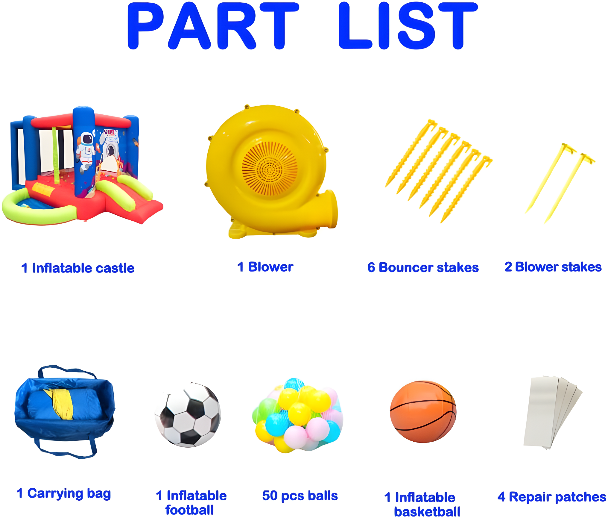 Inflatable Bounce House with Slide, Jumping Castle with Blower for Kids Play House with Wave Pool