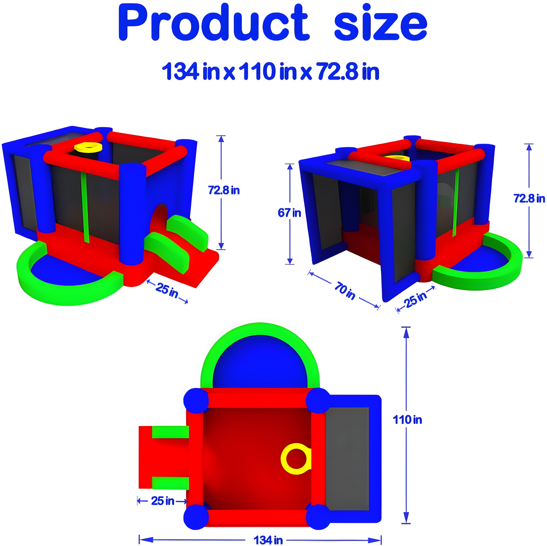 Inflatable Bounce House with Slide, Jumping Castle with Blower for Kids Play House with Wave Pool