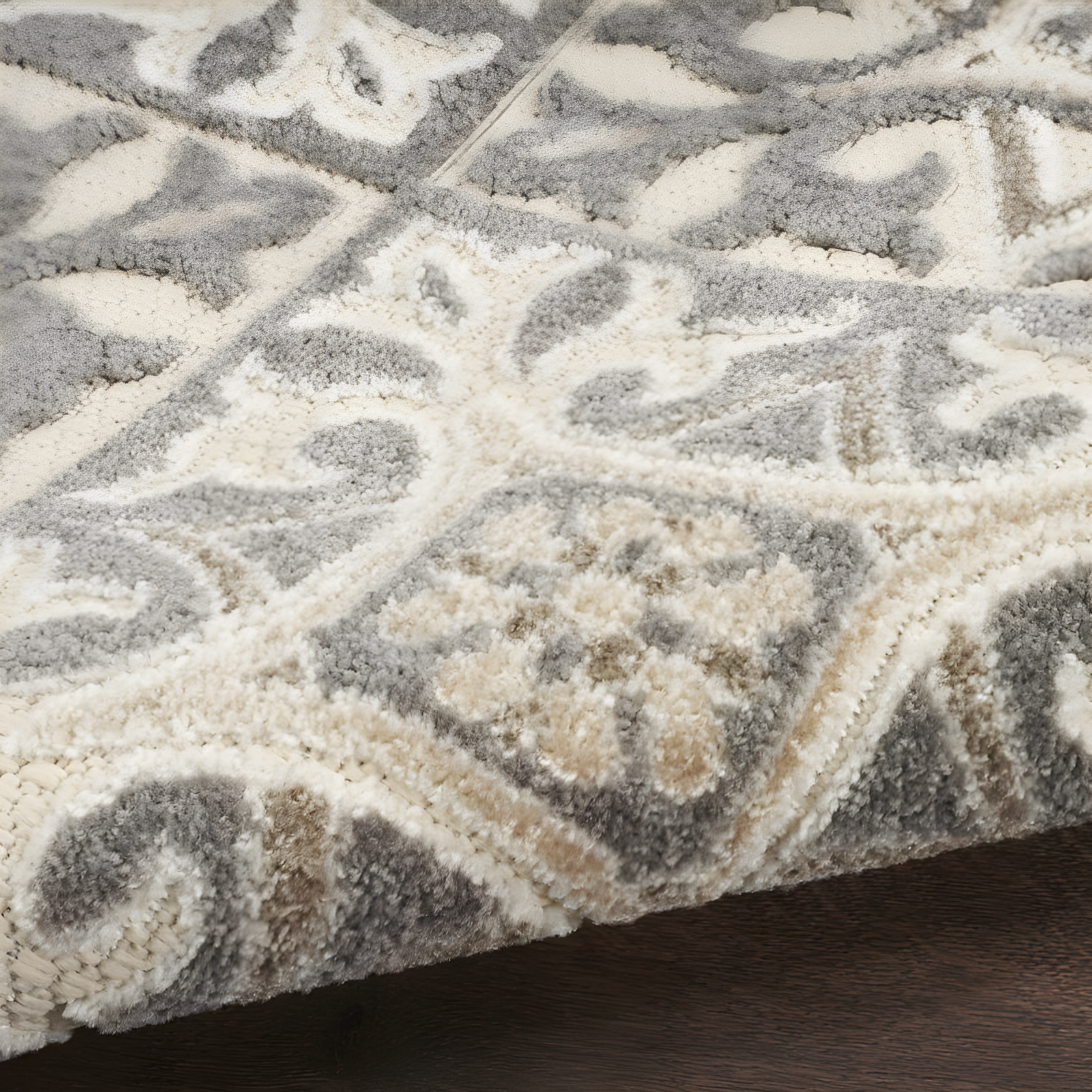Nourison Aloha Modern Mosaic Flatweave High-Low Indoor Outdoor Area Rug Ivory Grey 2'8" x 4'