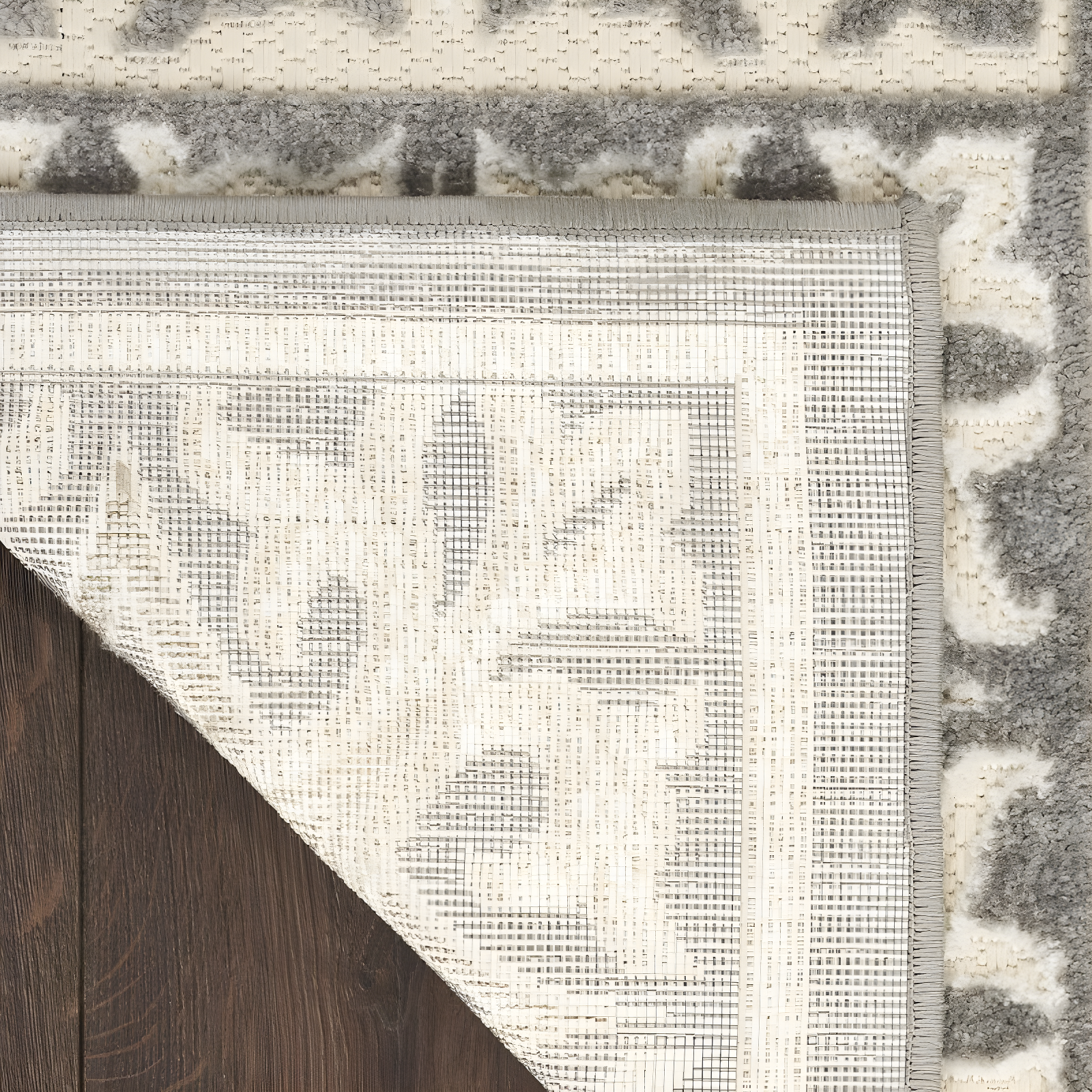 Nourison Aloha Modern Mosaic Flatweave High-Low Indoor Outdoor Area Rug Ivory Grey 2'8" x 4'