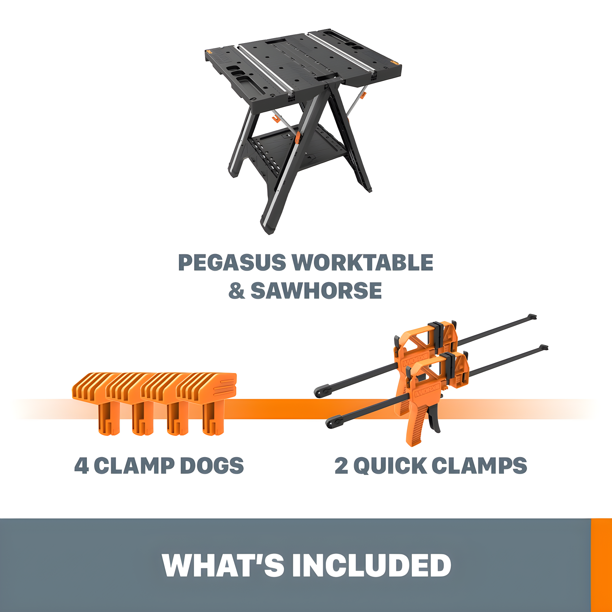 Worx WX051 Pegasus with (2) quick clamps and (4) clamp dogs