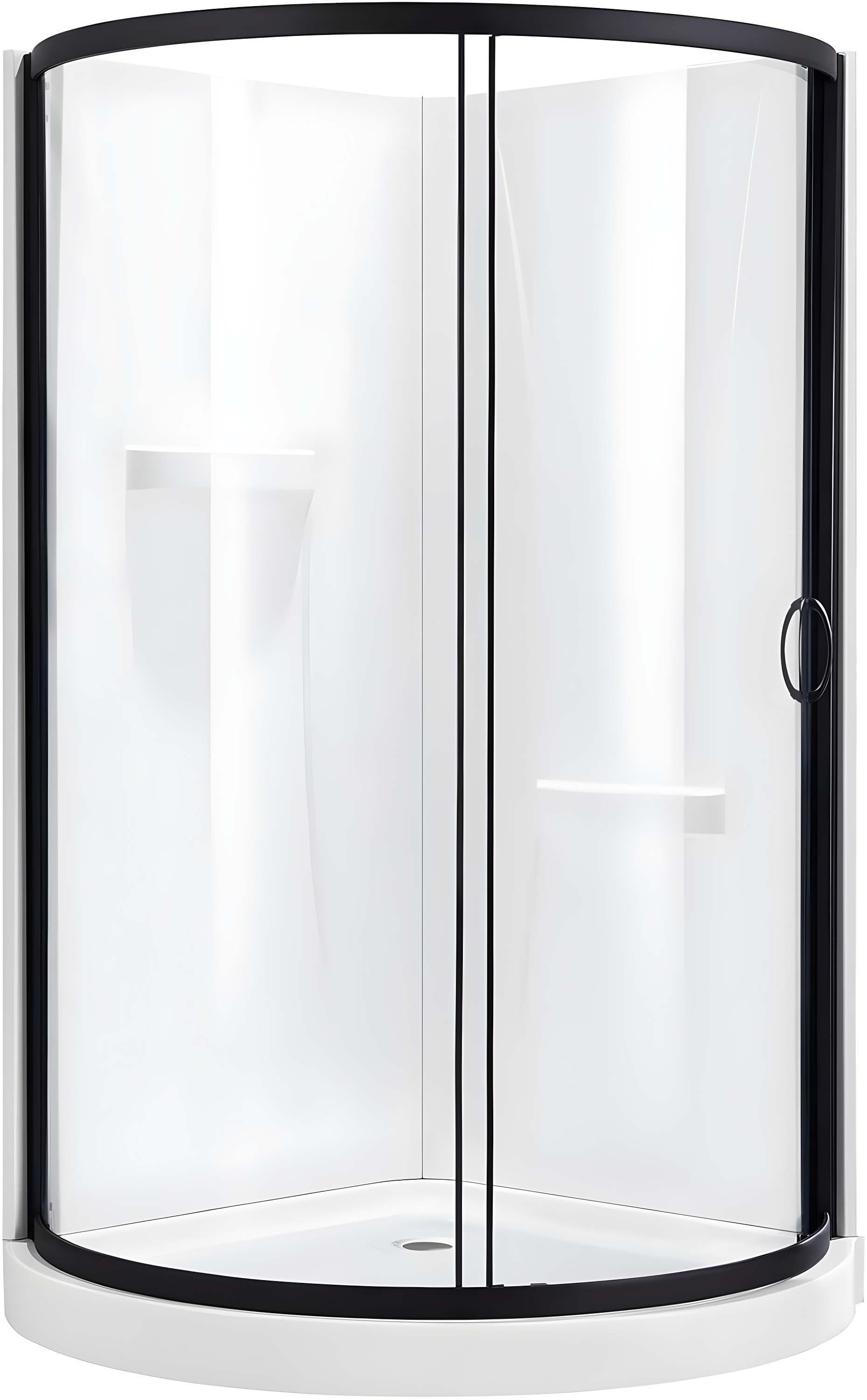Ove Decors OVE Decors Breeze 44 in. Round Shower Kit, Clear Door with Shower Base and Wall 15SKA-BREE38-BLKAC