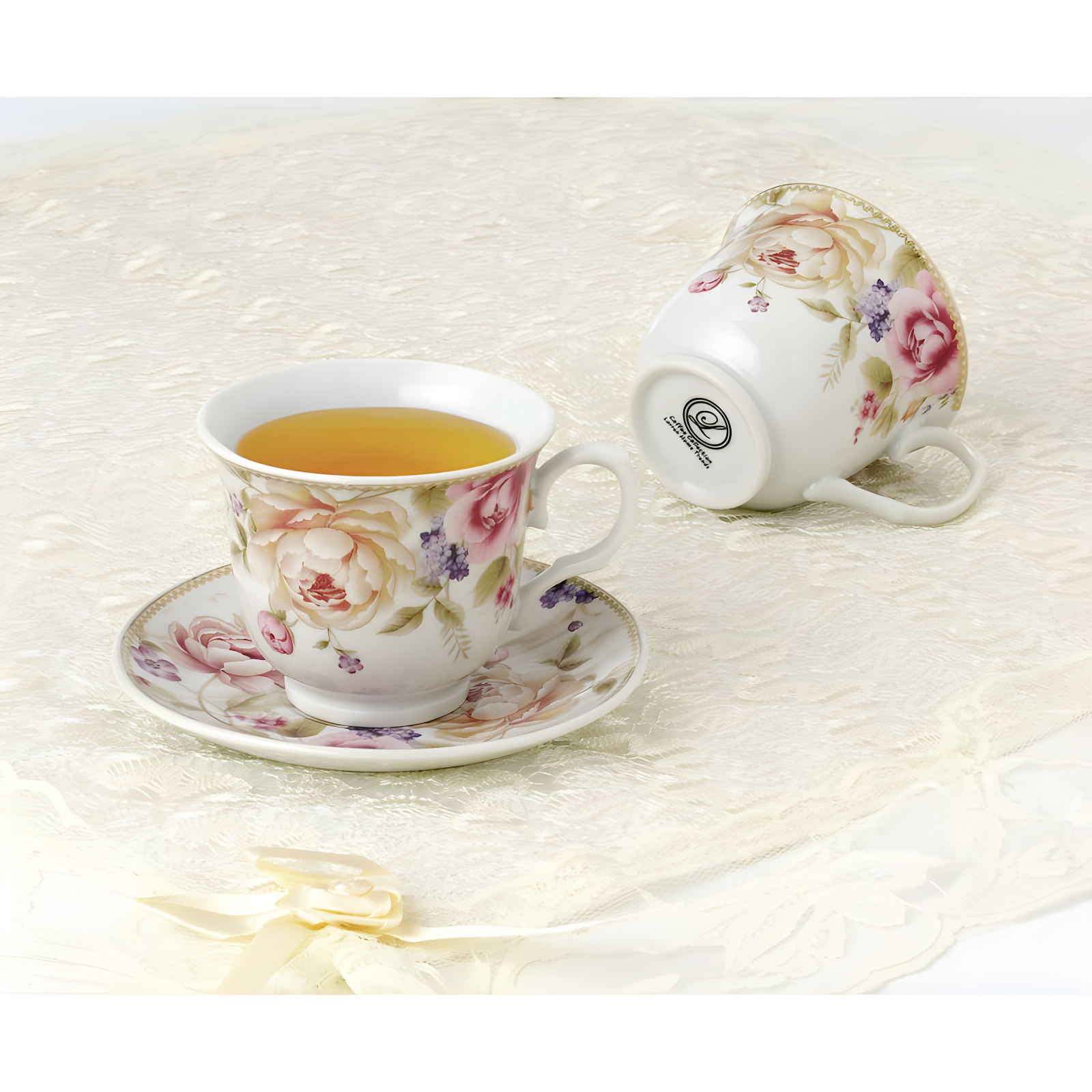 Lorren Home Trends 4 Piece Teacup & Saucer Set