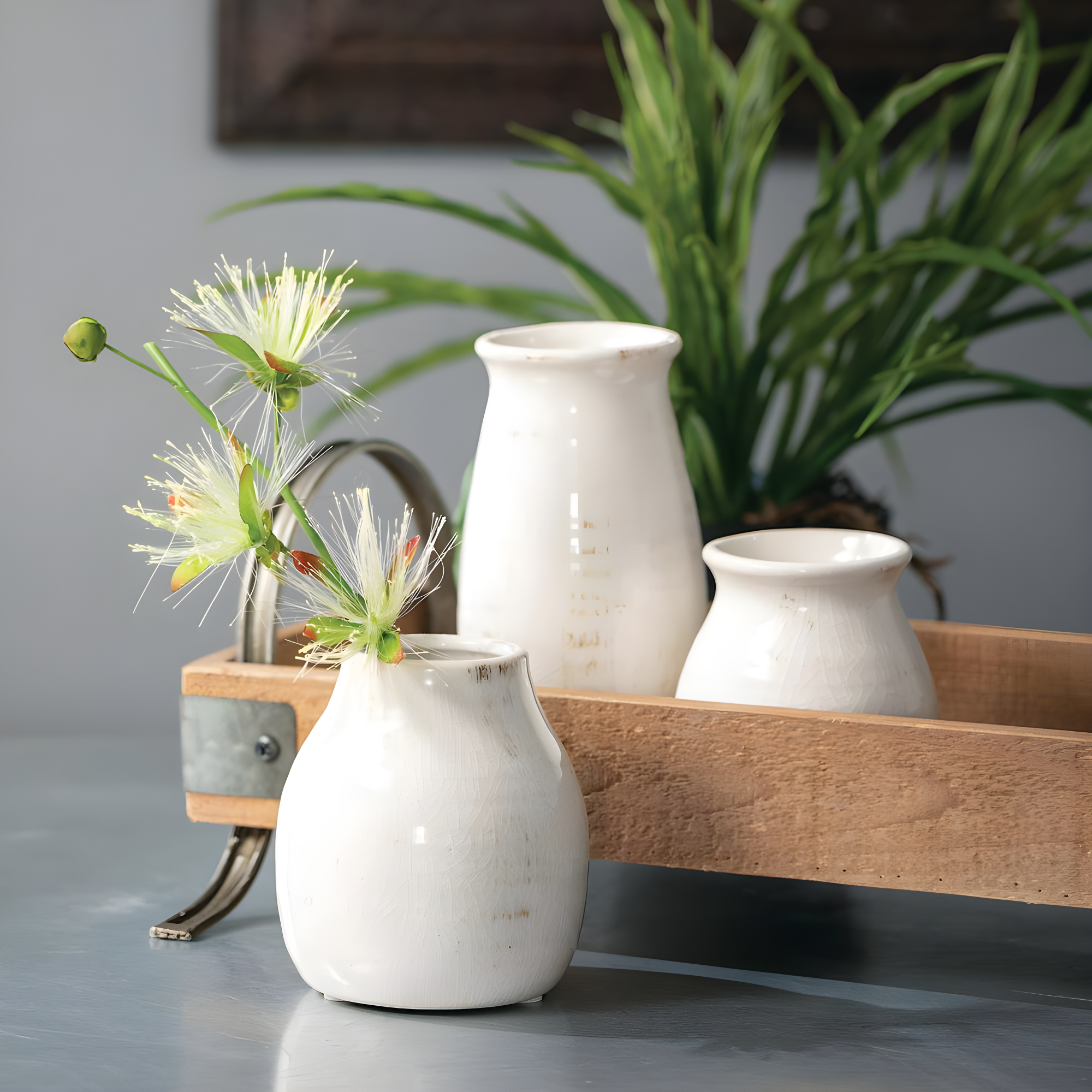 Sullivans Set of 3 Petite Ceramic Vases 3"H, 4.5"H & 5.5"H White