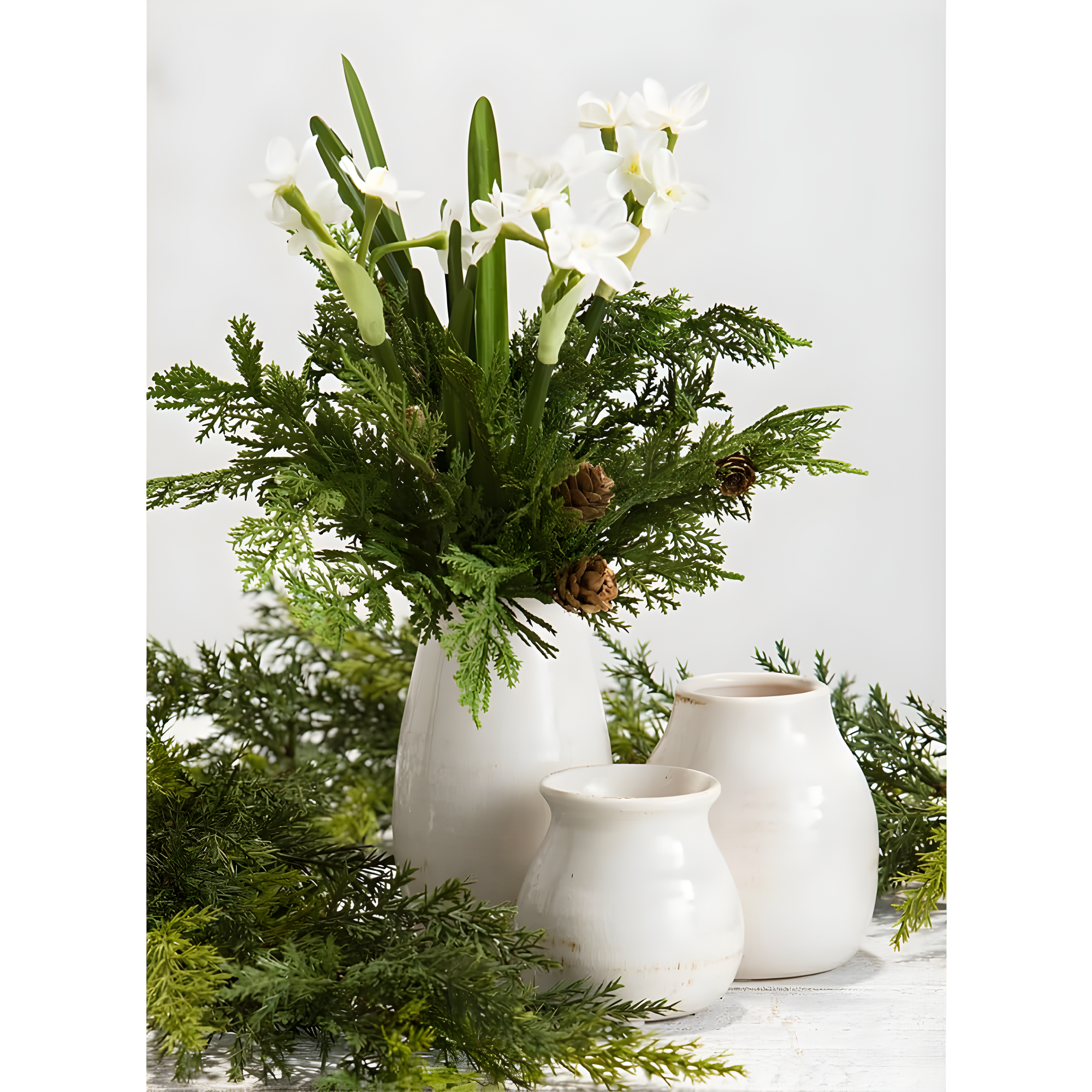 Sullivans Set of 3 Petite Ceramic Vases 3"H, 4.5"H & 5.5"H White