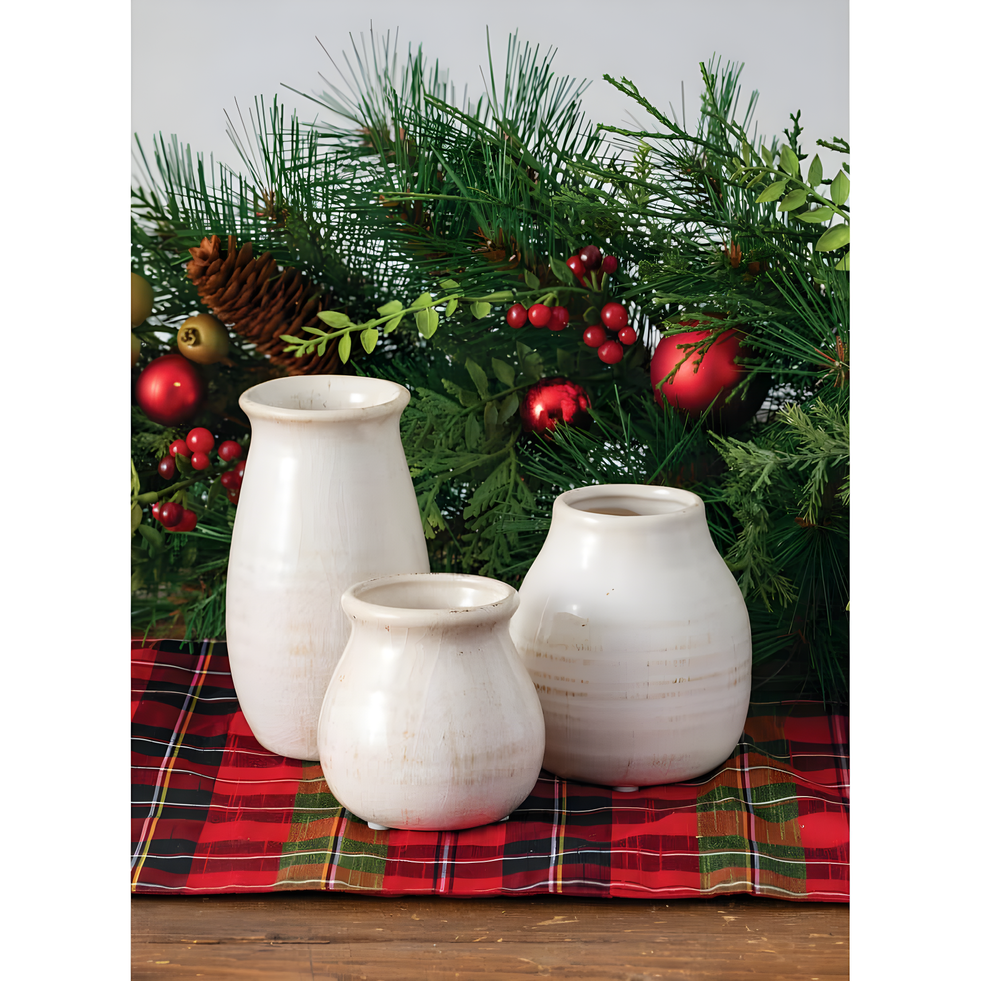 Sullivans Set of 3 Petite Ceramic Vases 3"H, 4.5"H & 5.5"H White