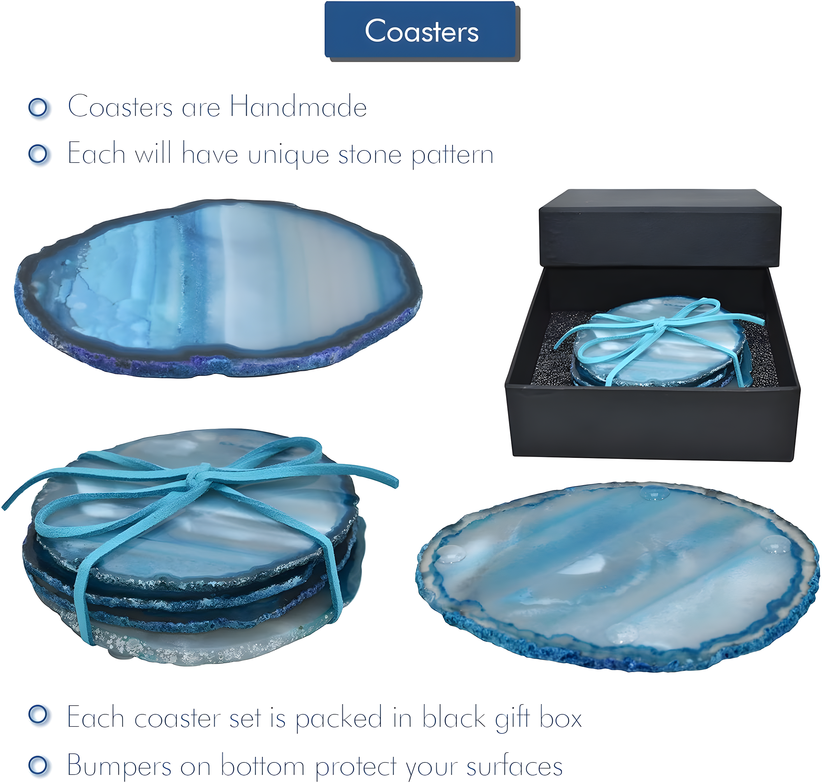 Olympus Minerals Co Agate 4 Piece Coaster Set (Set of 4)