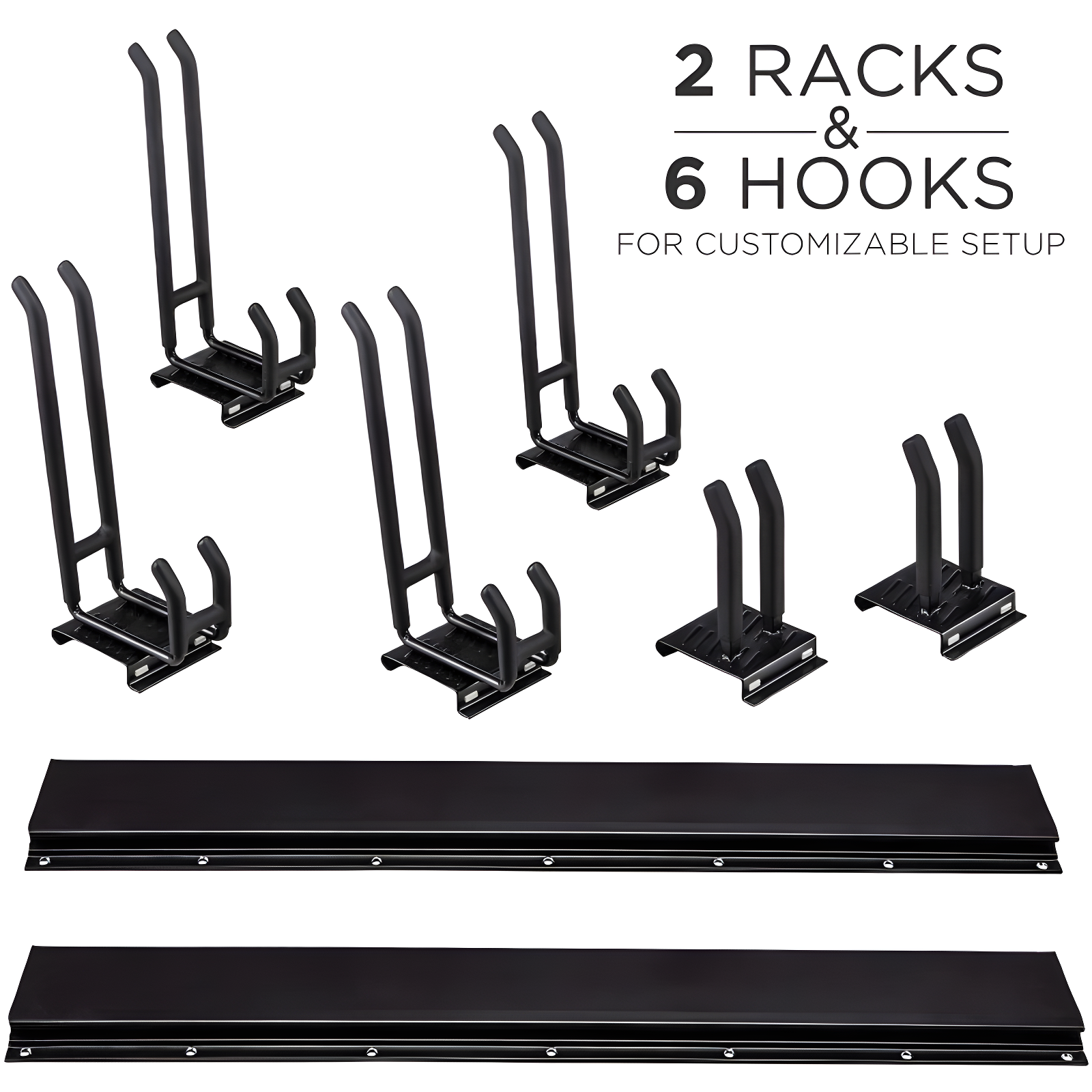 RaxGo Tool Storage Rack, 8 Piece Wall Mounted Garage Organizer for Broom, Mop, Rake Shovel & Tools