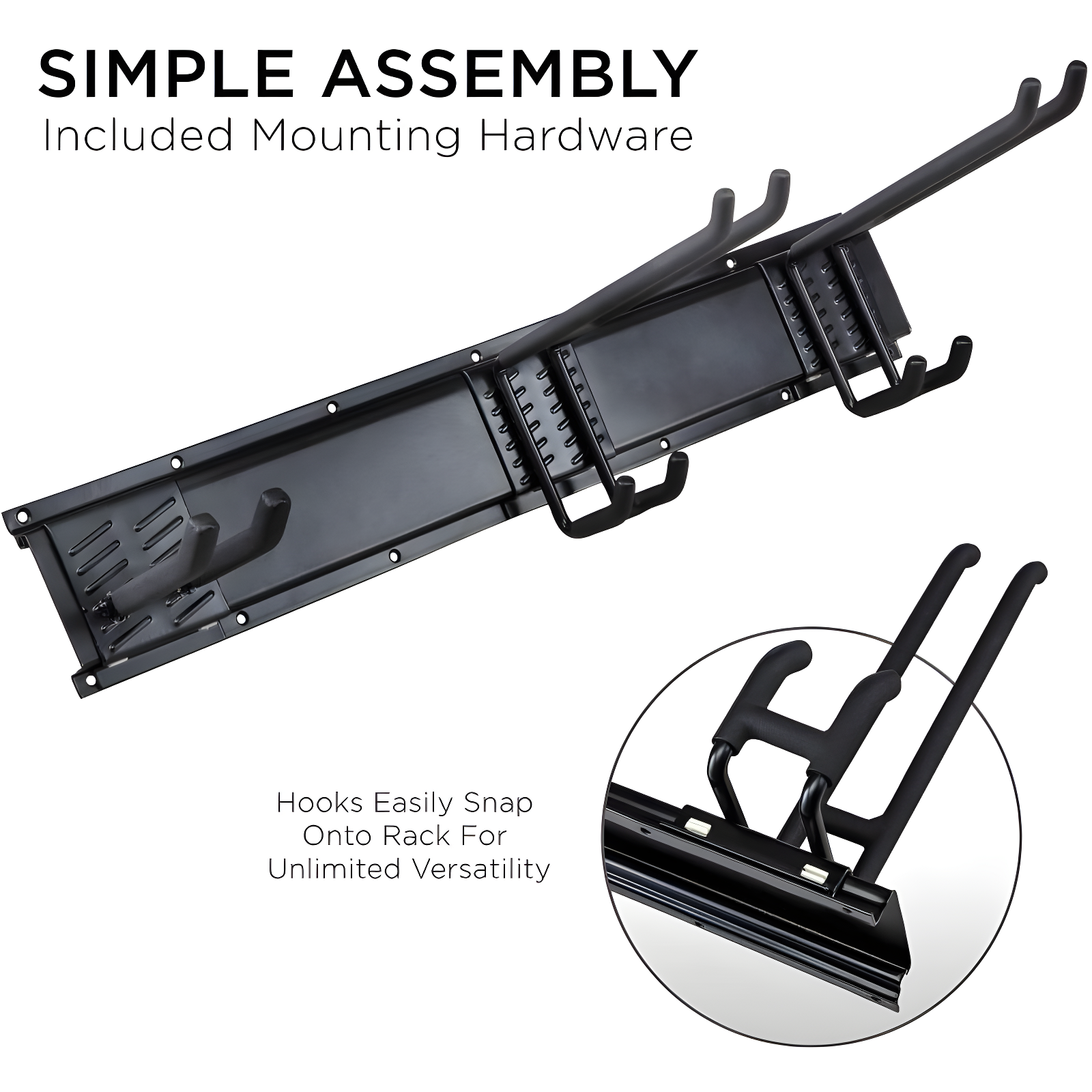 RaxGo Tool Storage Rack, 8 Piece Wall Mounted Garage Organizer for Broom, Mop, Rake Shovel & Tools