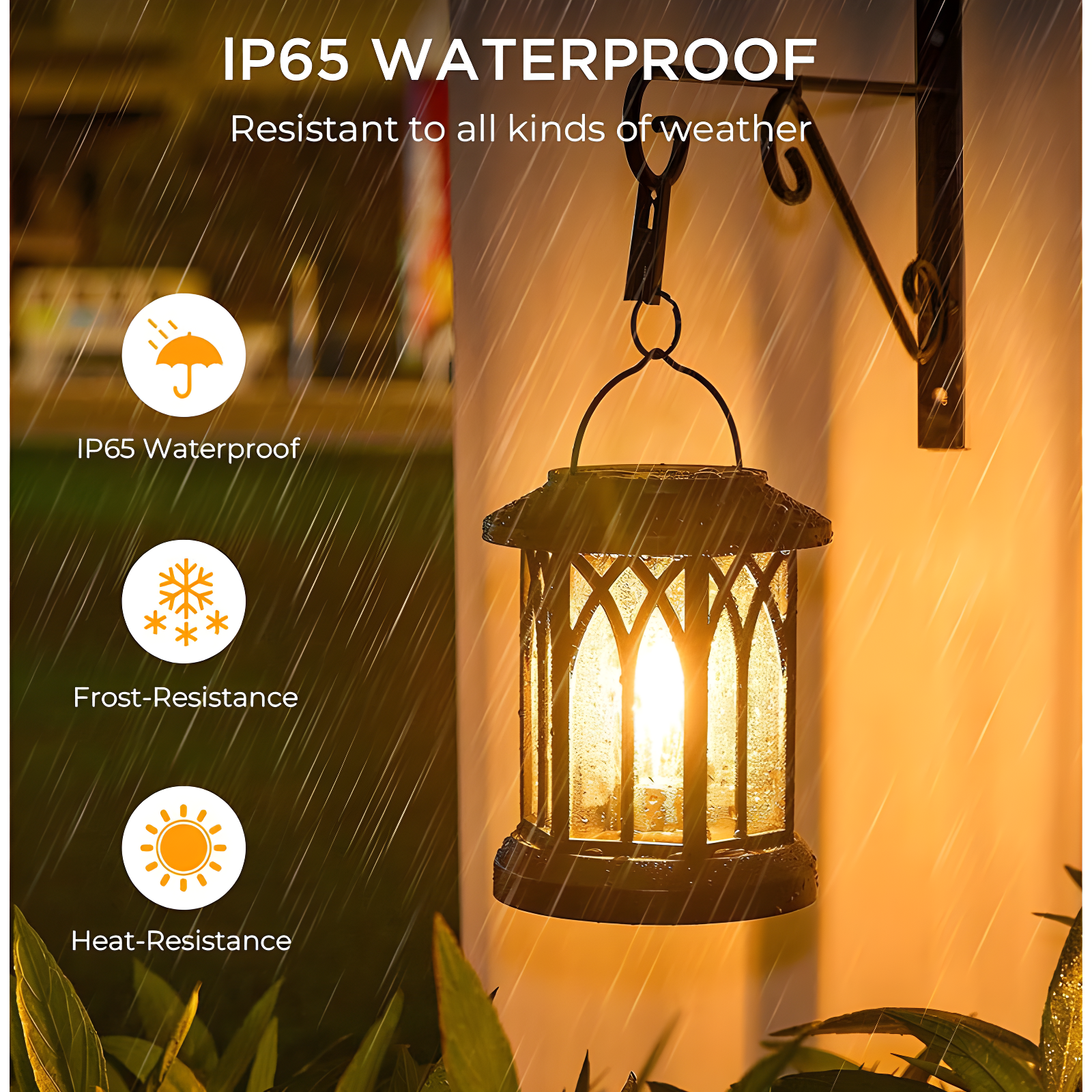 2 Pack Upgraded Bright Waterproof Hanging Solar Lanterns - Outdoor LED Lights for Garden, Patio, Yard Decor (Warm Light)