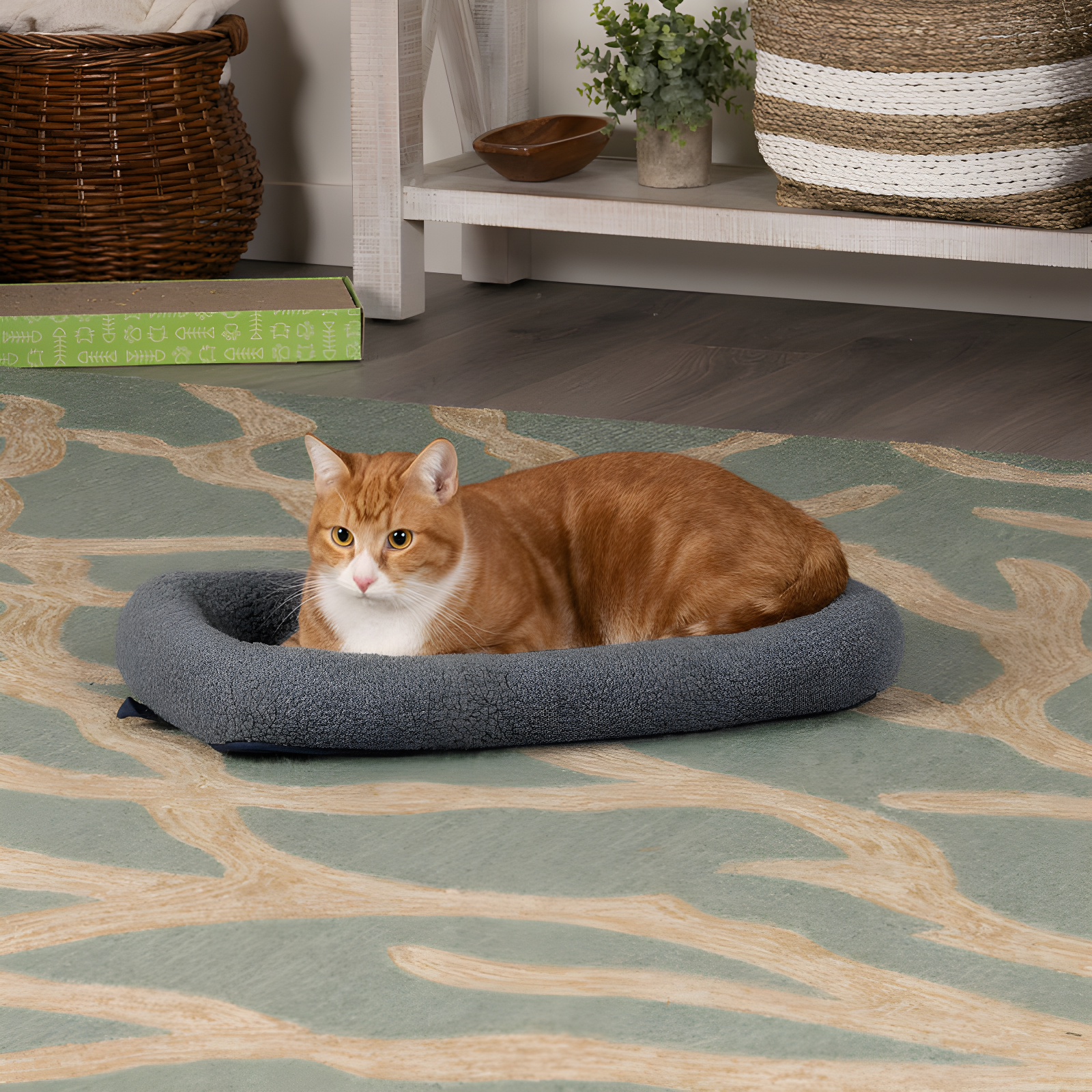 Faux Lambswool Crate Bolster Pet Bed