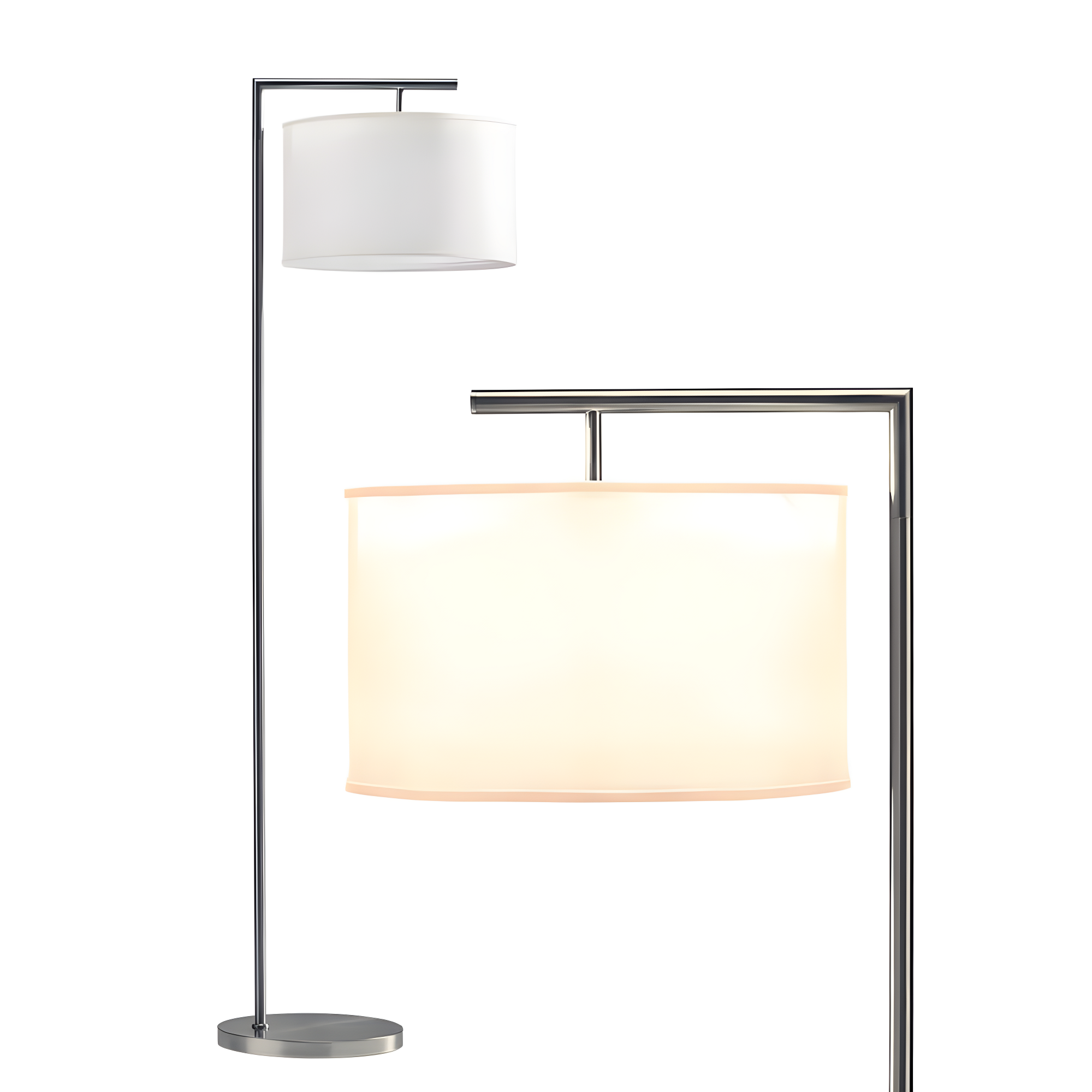 Montage Modern 60 in. Mid-Century Modern LED Floor Lamp with Fabric Drum Shade