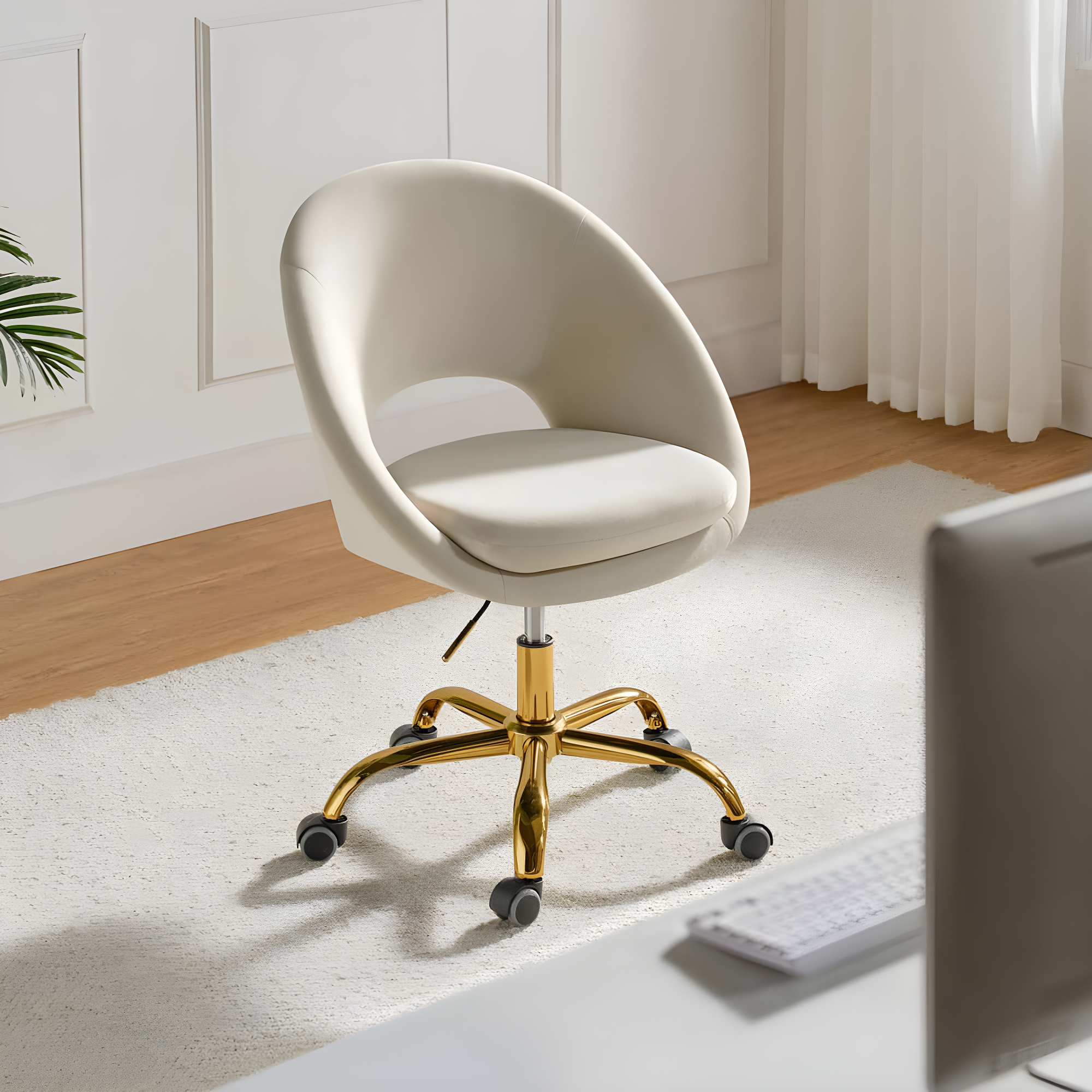 Louise Velvet Modern Task Chair with Ergonomic Design