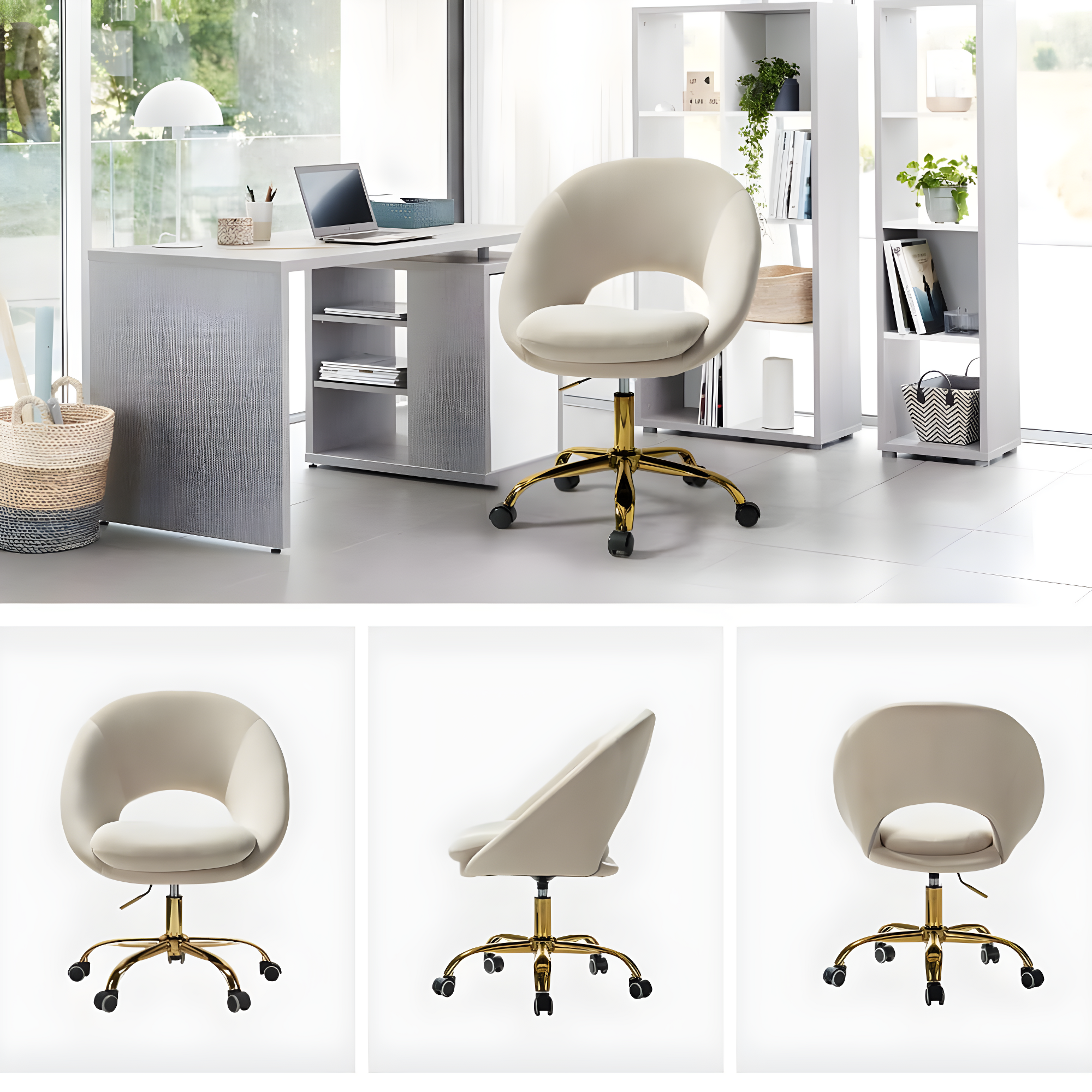 Louise Velvet Modern Task Chair with Ergonomic Design