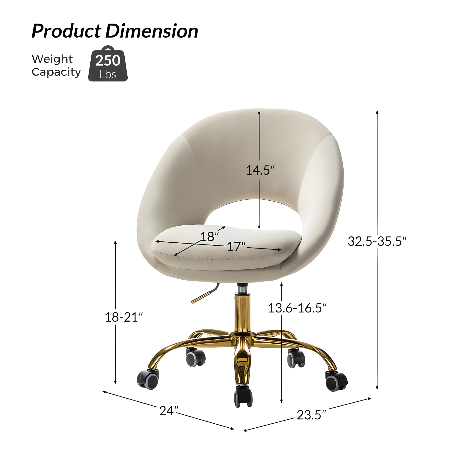 Louise Velvet Modern Task Chair with Ergonomic Design
