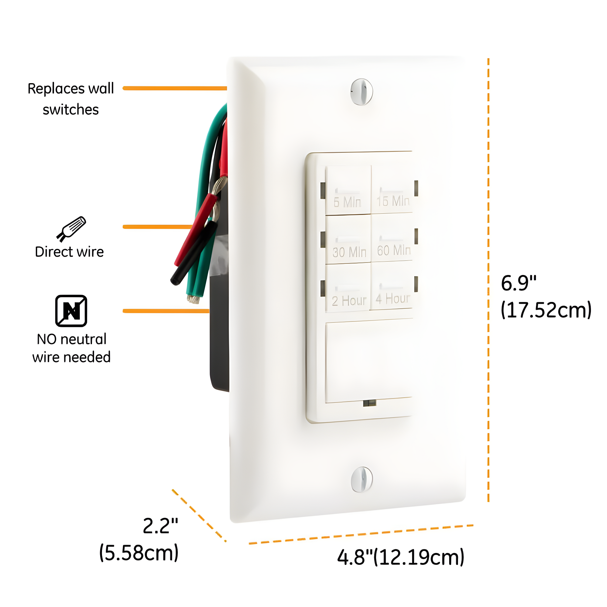 GE In-Wall 4-Hour Digital Countdown Timer