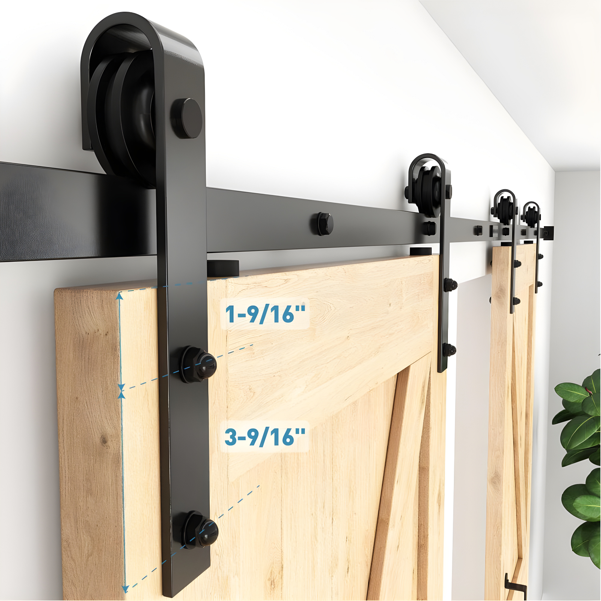 9ft Black Steel Sliding Barn Door Hardware Kit