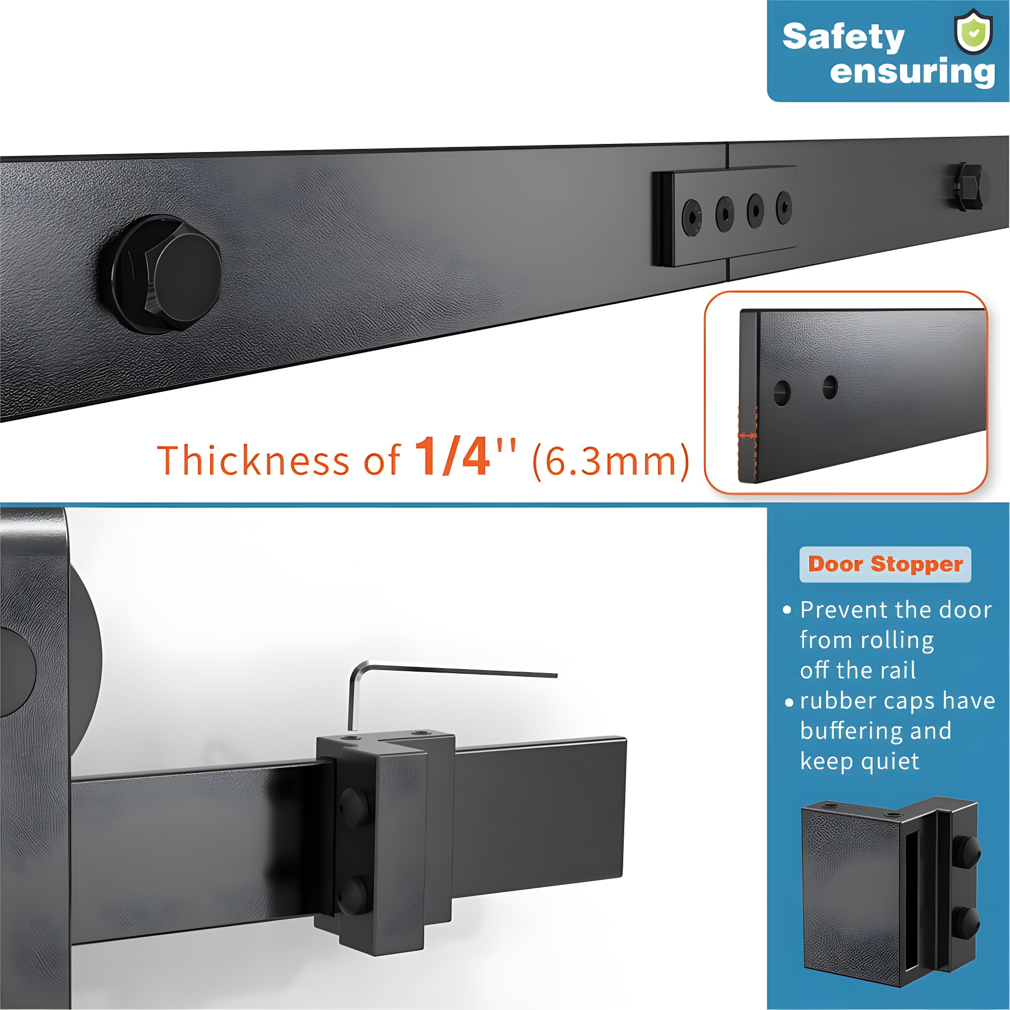 9ft Black Steel Sliding Barn Door Hardware Kit