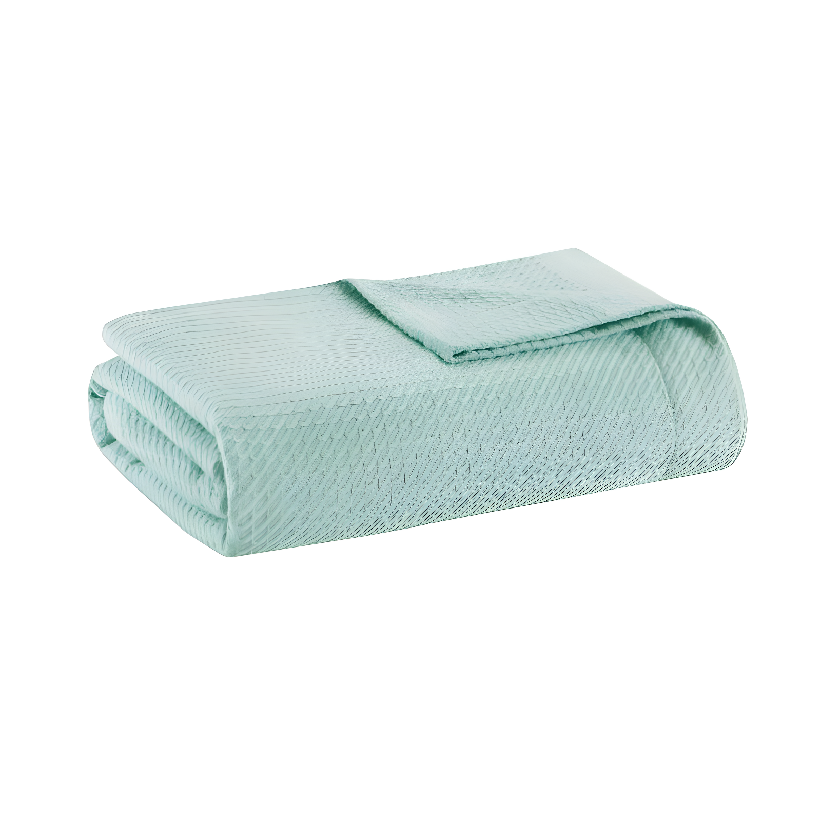 Twin Textured Cotton Blanket Seafoam: Madison Park, Waffle Weave, Machine Washable, No Fill