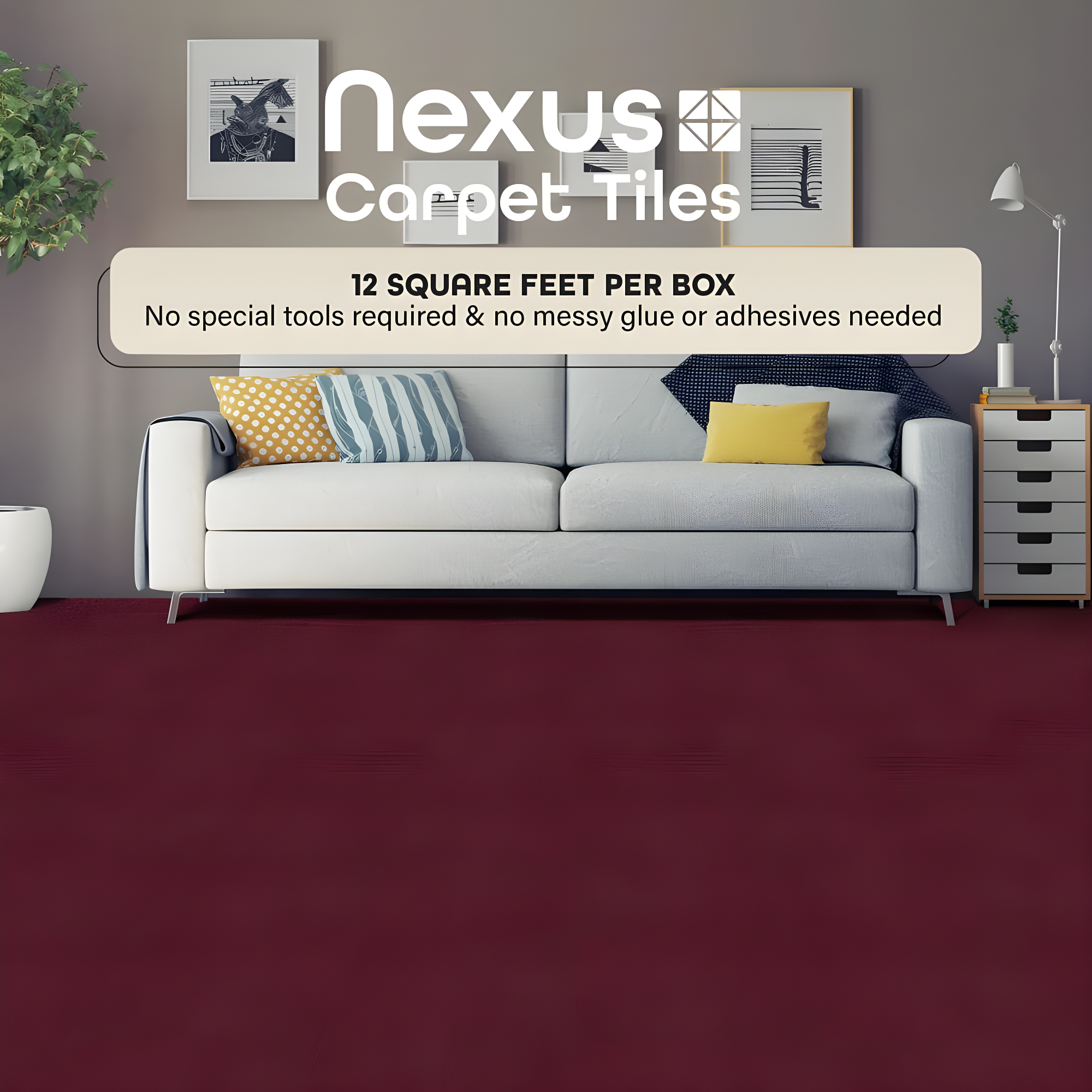 Achim Importing Co Nexus 12'' W x 12'' L Level Loop Adhesive, Peel & Stick Polyester Carpet Tile