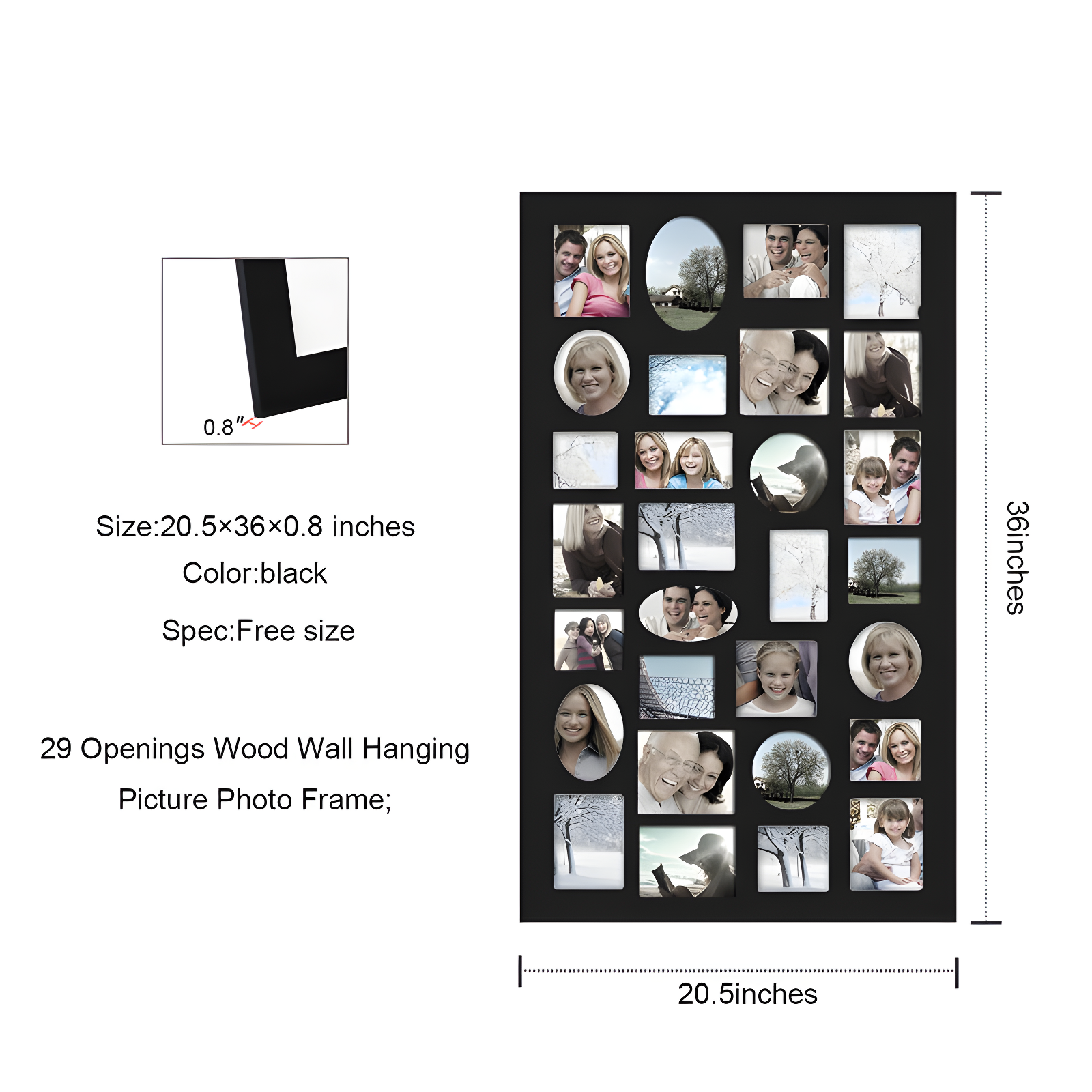 Adeco Trading Black Solid + Manufactured Wood Picture Frame