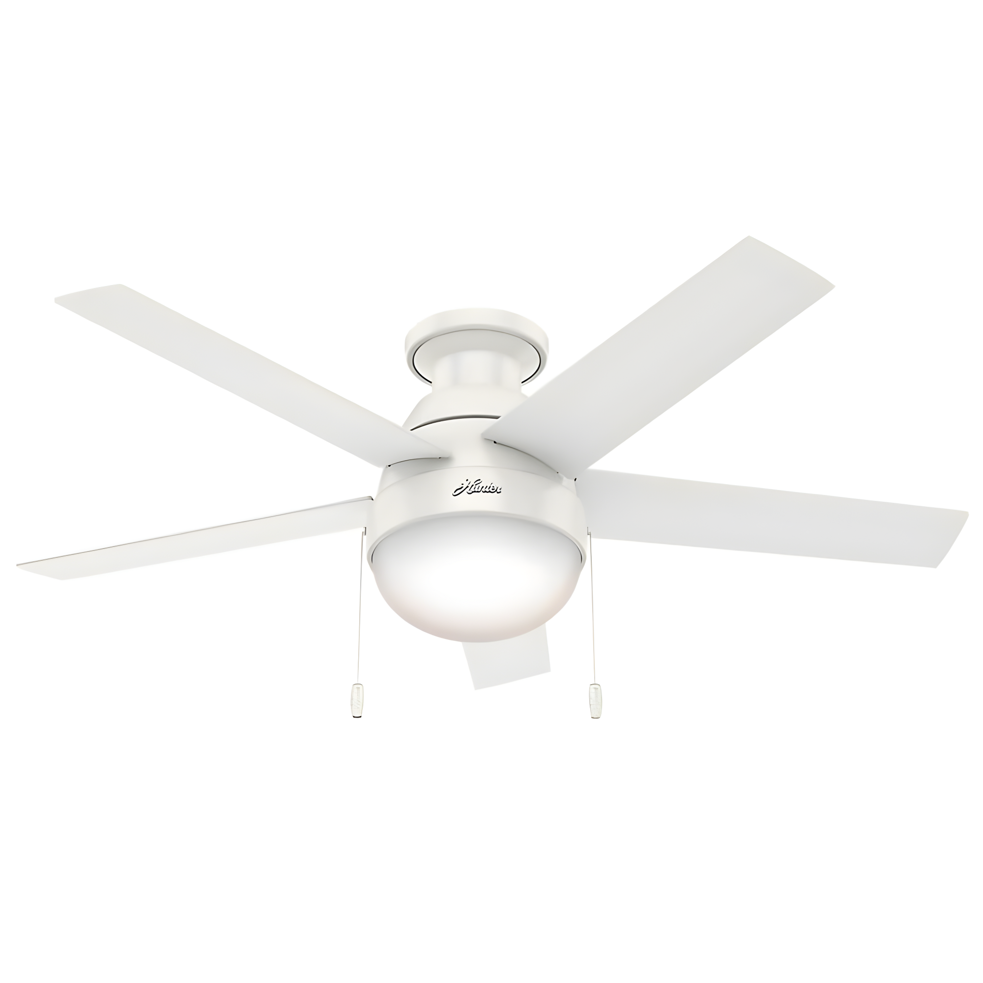 46" Anslee 5 - Blade LED Flush Mount Ceiling Fan with Pull Chain and Light Kit Included