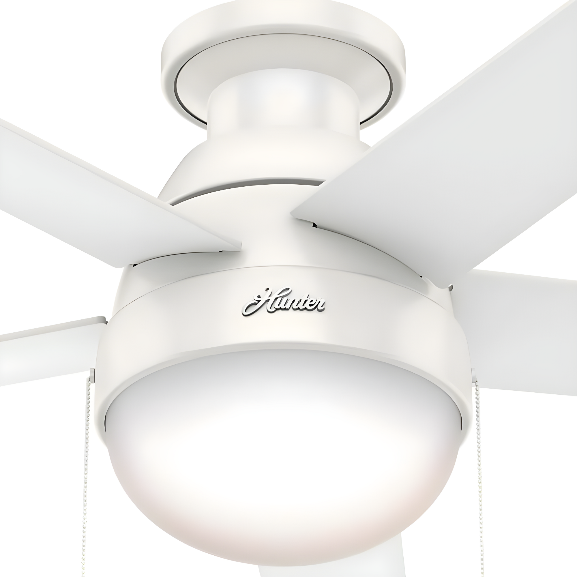 46" Anslee 5 - Blade LED Flush Mount Ceiling Fan with Pull Chain and Light Kit Included