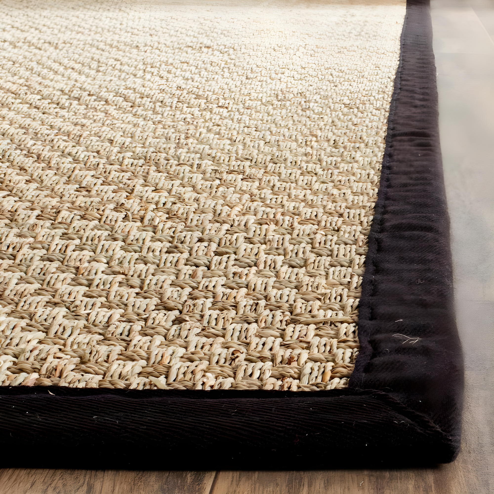 Natural Fiber NF114 Power Loomed Indoor Area Rug - Natural/Black - 6'x6' - Safavieh.