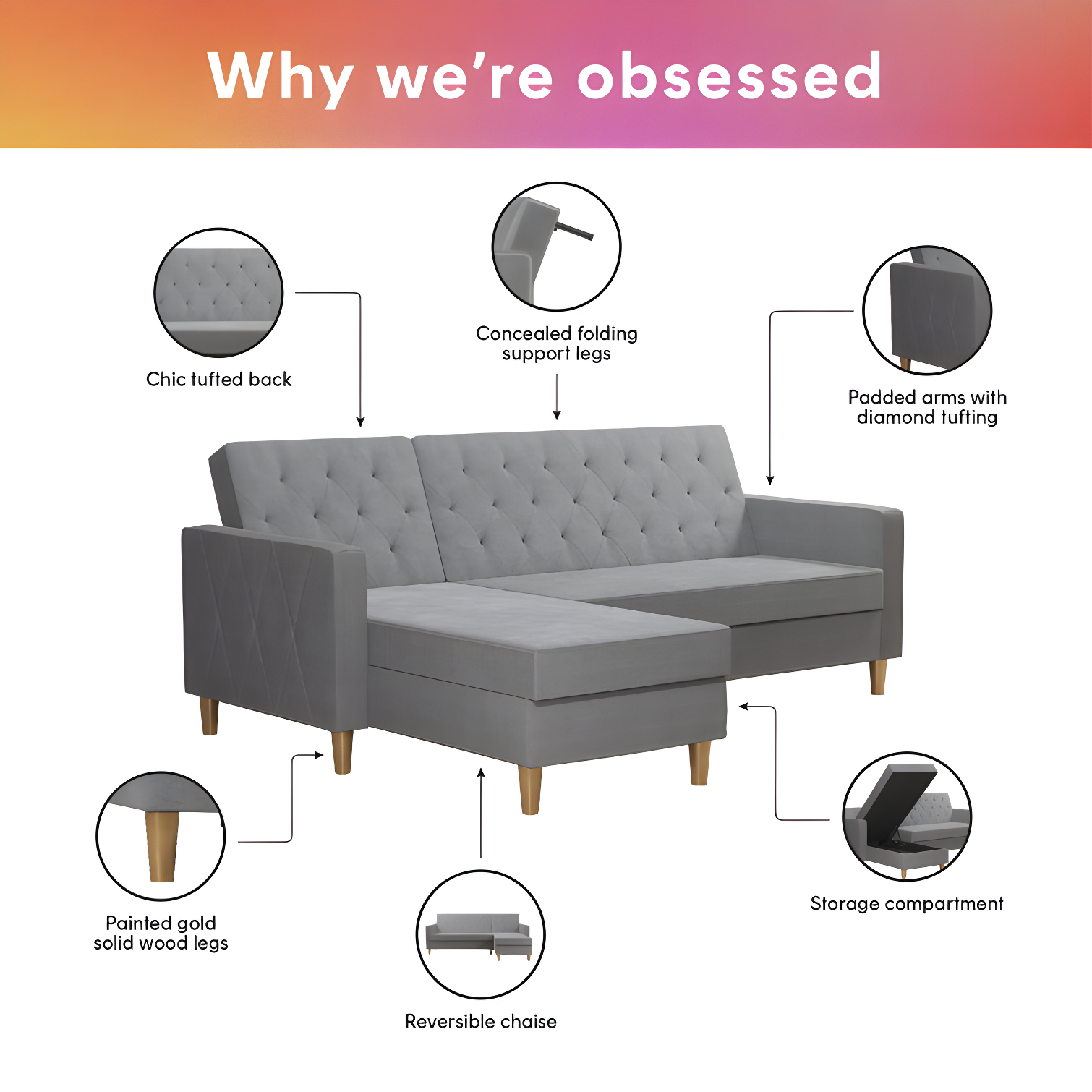 Liberty Upholstered Reversible Chaise Sectional with Storage