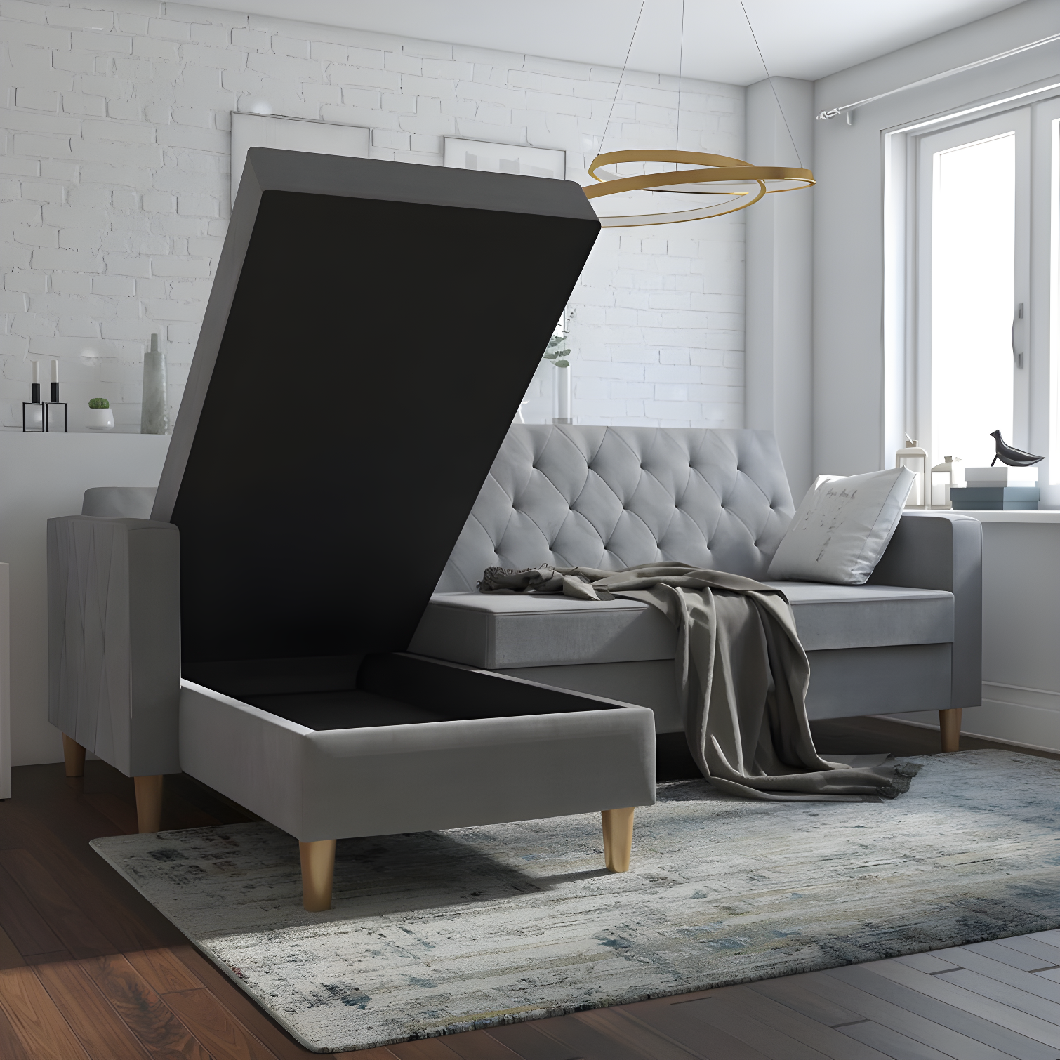 Liberty Upholstered Reversible Chaise Sectional with Storage