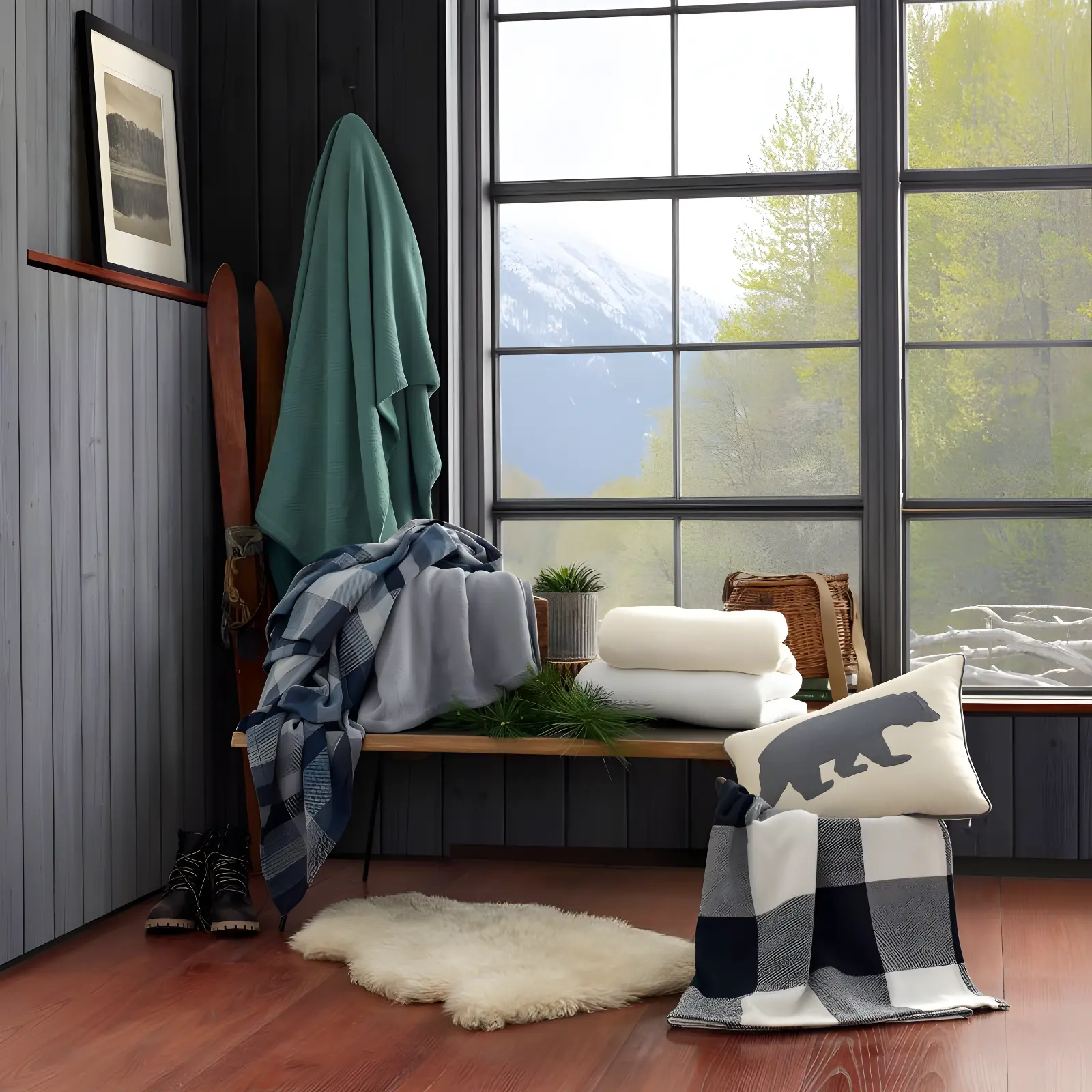 Eddie Bauer Herringbone Cotton Reversible Blanket