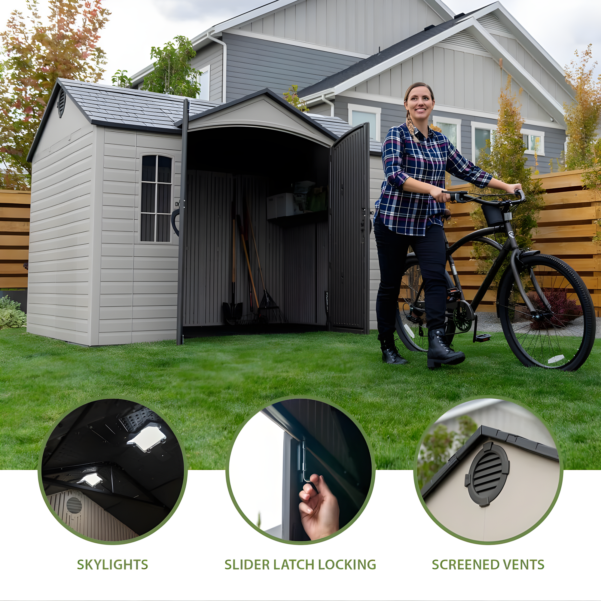 Lifetime 10 Ft. x 8 Ft. High-Density Polyethylene Outdoor Storage Shed with Steel-Reinforced Construction & Reviews | Wayfair