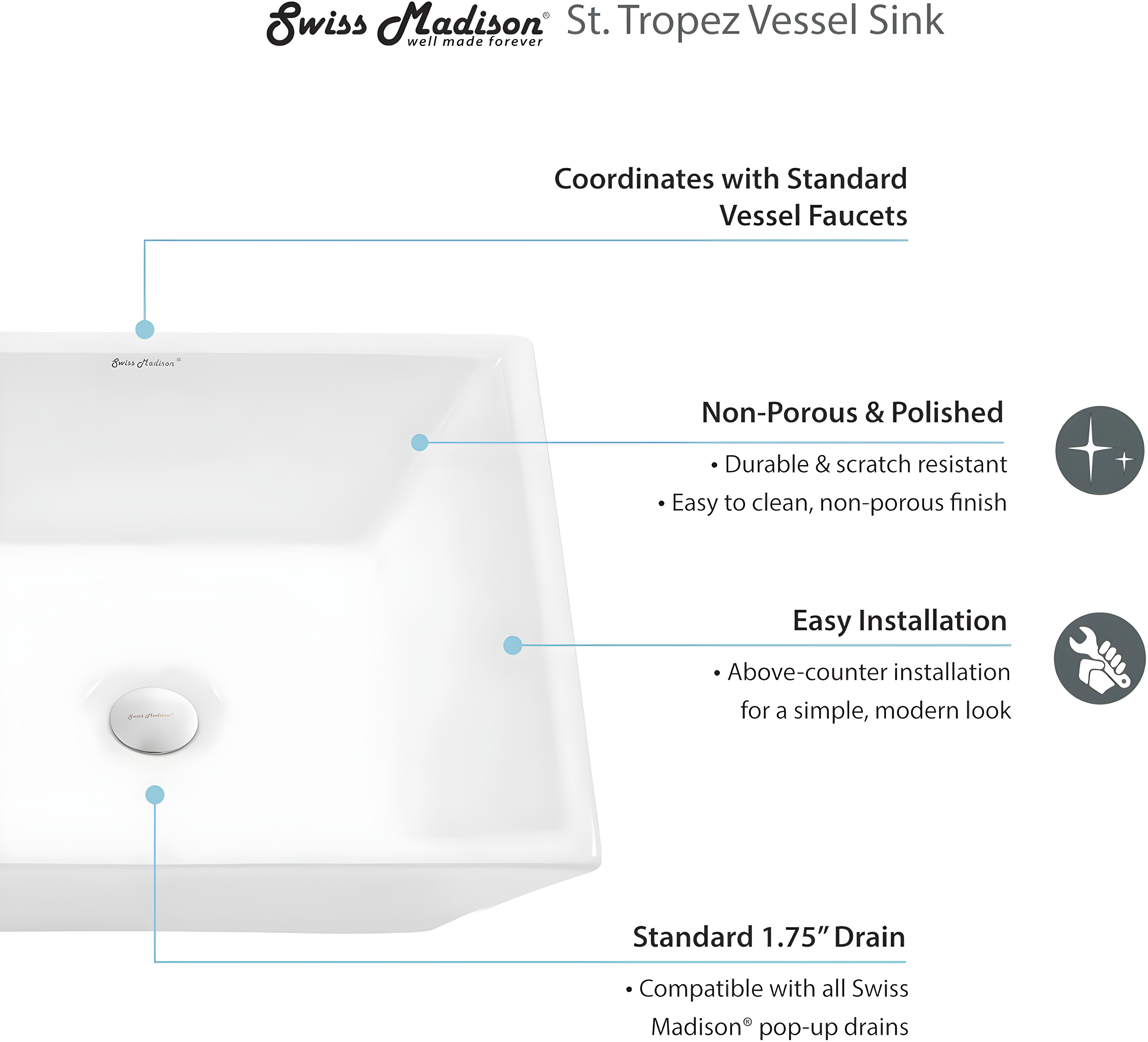 St. Tropez Square Ceramic Vessel Sink