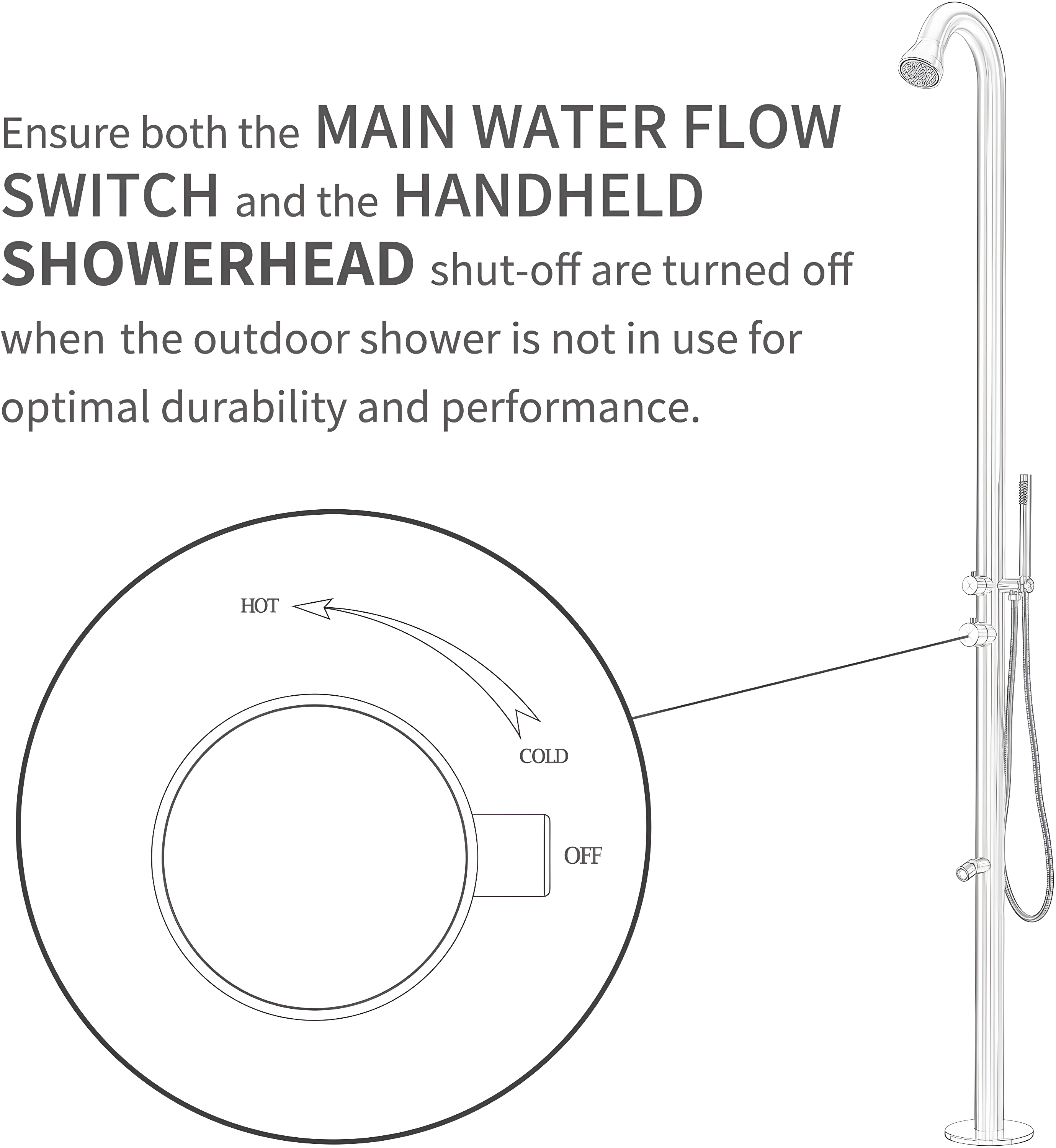 Stainless Steel Free Standing Outdoor Shower