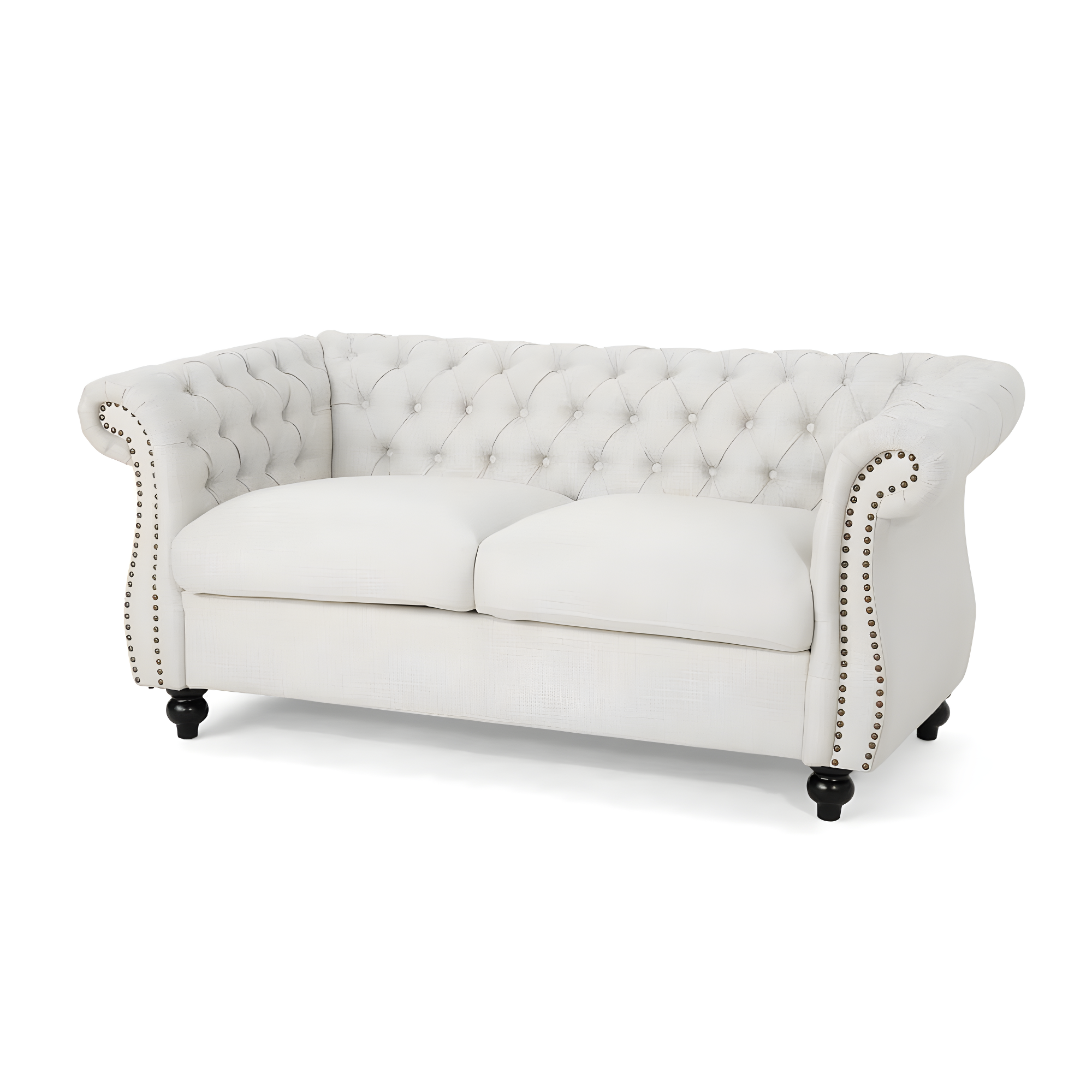 Noble House Ember Interiors Aaniya Fabric Chesterfield Loveseat Sofa, Beige