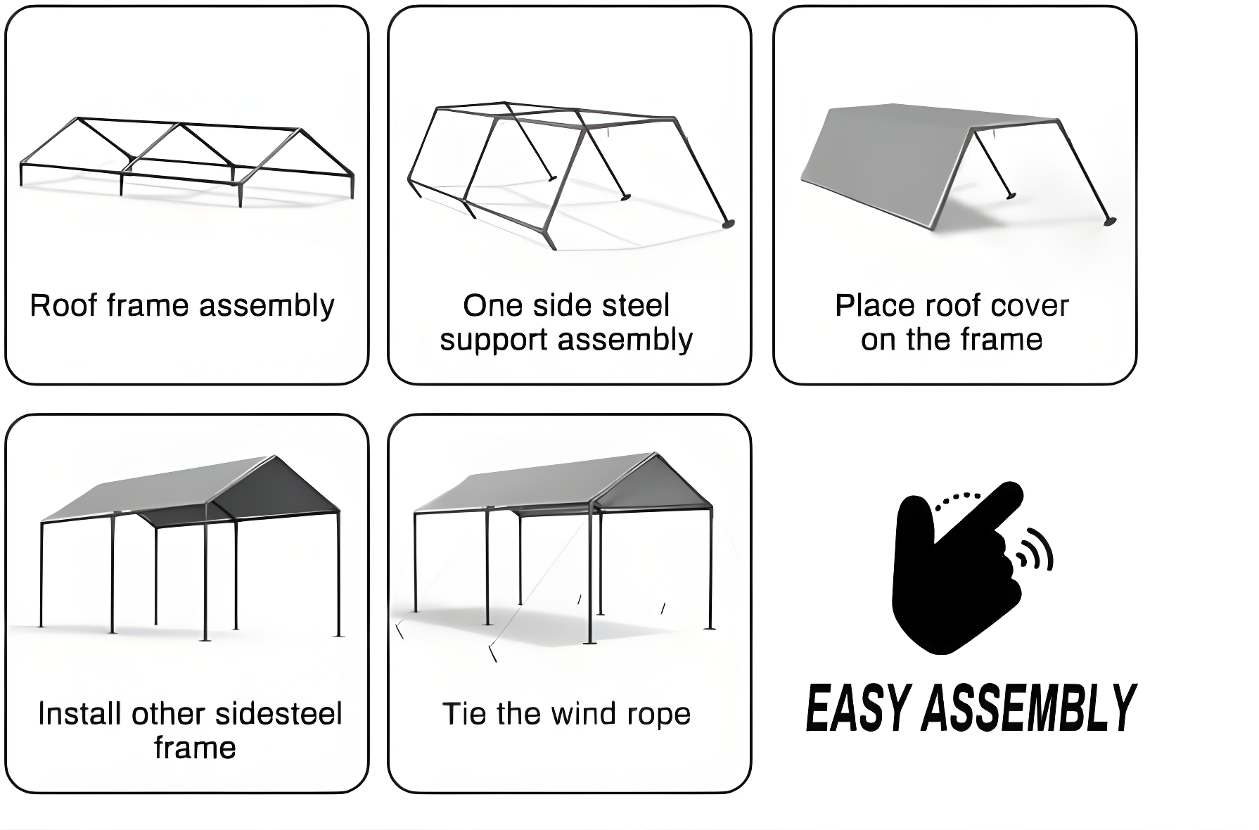 Carports Canopy 10x20 Heavy Duty, Metal Carport Waterproof Carports Garage Tent with 6 Steel Stakes Outdoor for Car Tuck Boat SUV Party (Grey)