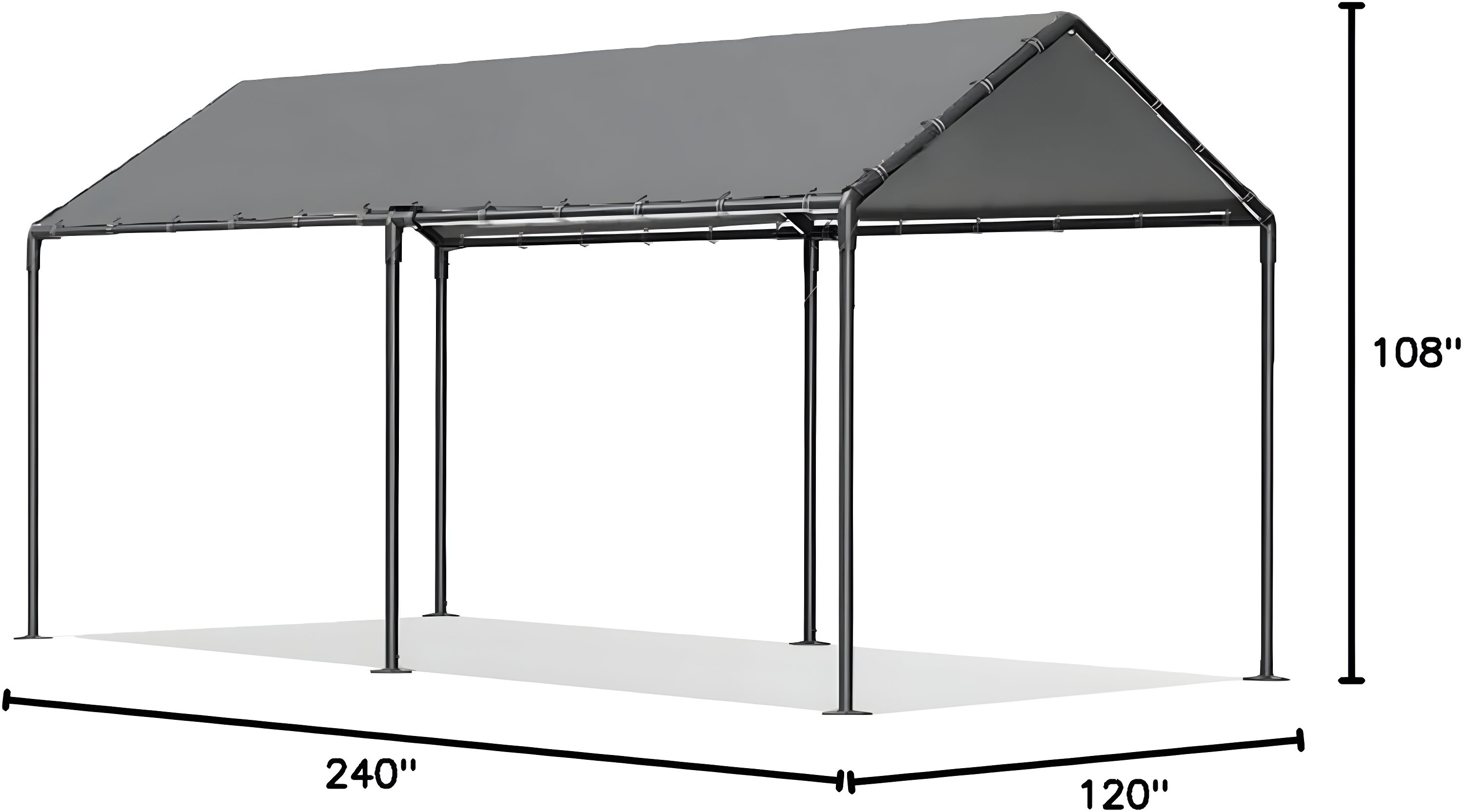 Carports Canopy 10x20 Heavy Duty, Metal Carport Waterproof Carports Garage Tent with 6 Steel Stakes Outdoor for Car Tuck Boat SUV Party (Grey)