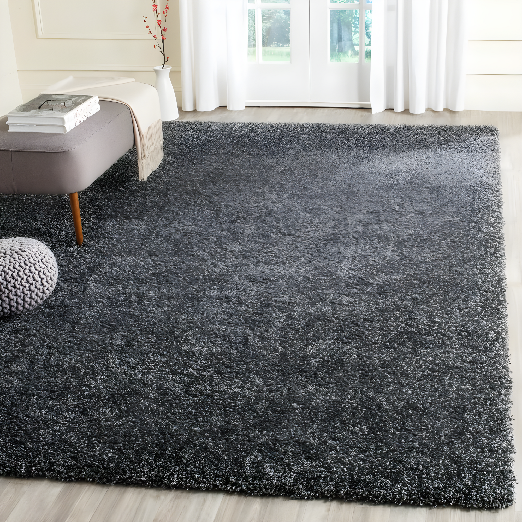 Shag SG151 Power Loomed Indoor Area Rug - Dark Grey - 6'7"x9'6" - Safavieh.