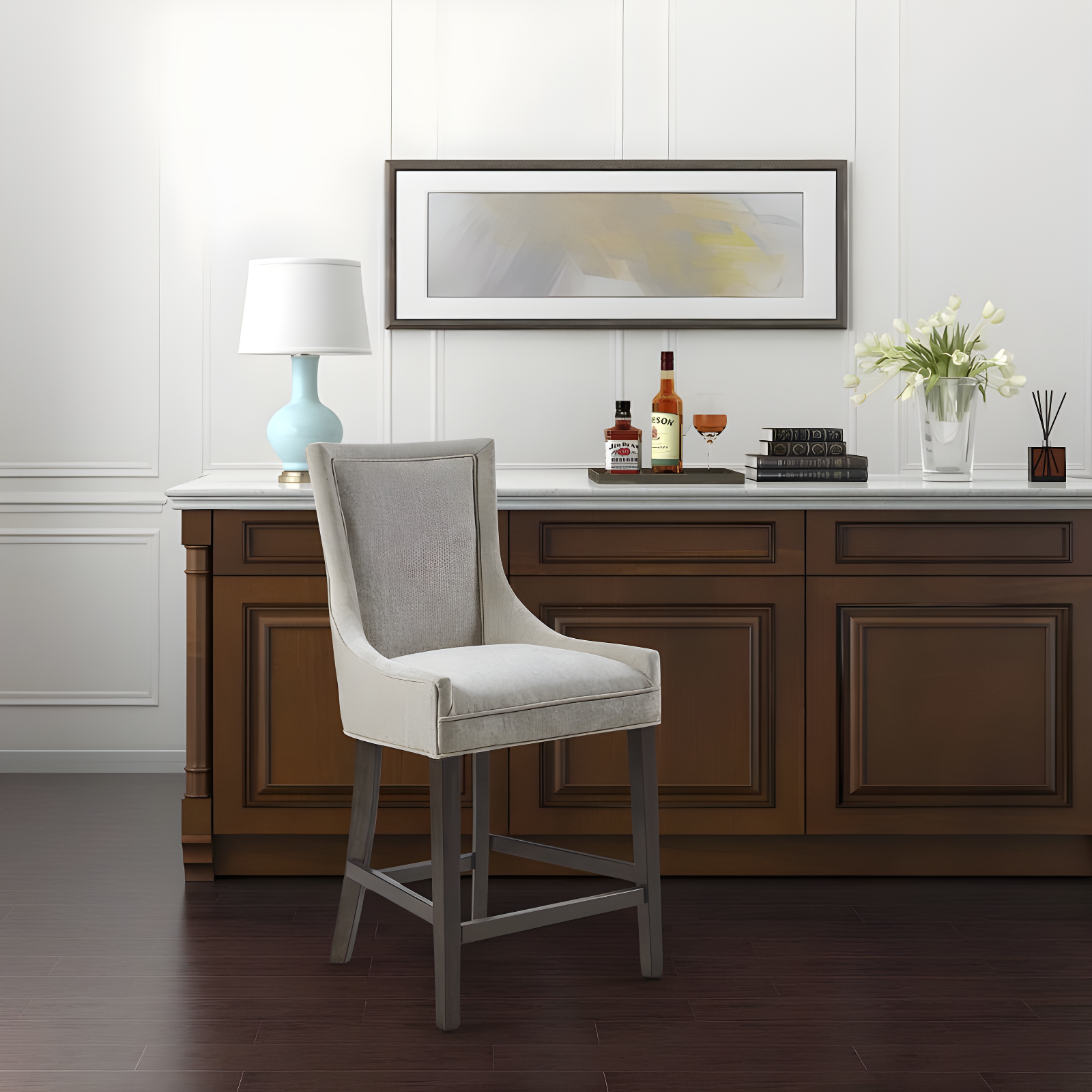 25.5" Ultra Upholstered Counter Height Barstool Cream - Madison Park