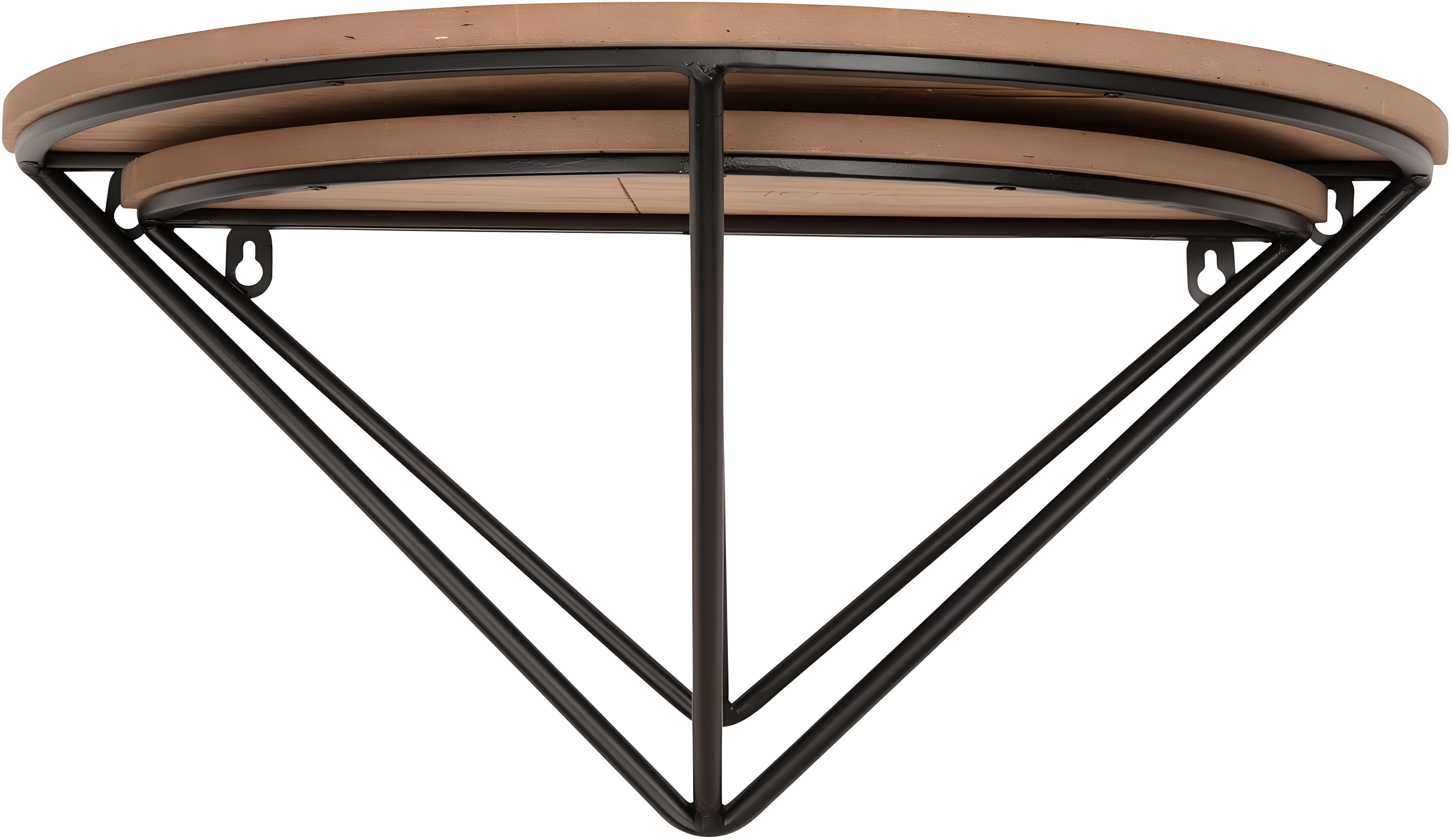 Glitzhome  Set of 2 Firwood Metal Farmhouse Half-round Floating Wall Shelf Natural