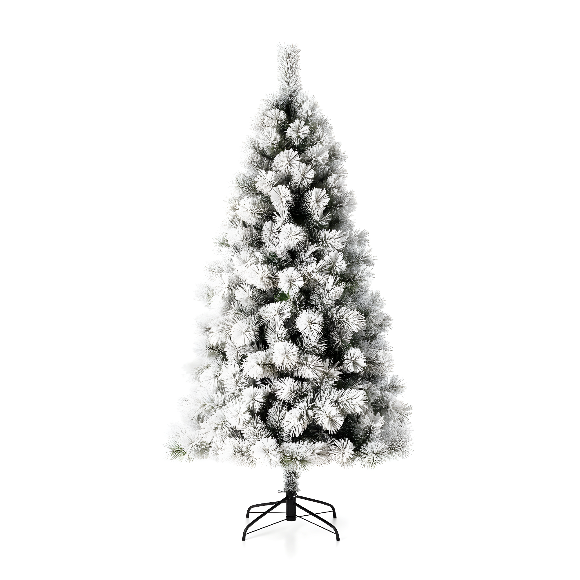 Glitzhome 6ft Pre-Lit Flocked Pencil Pine Artificial Christmas Tree with 300 Warm White Lights