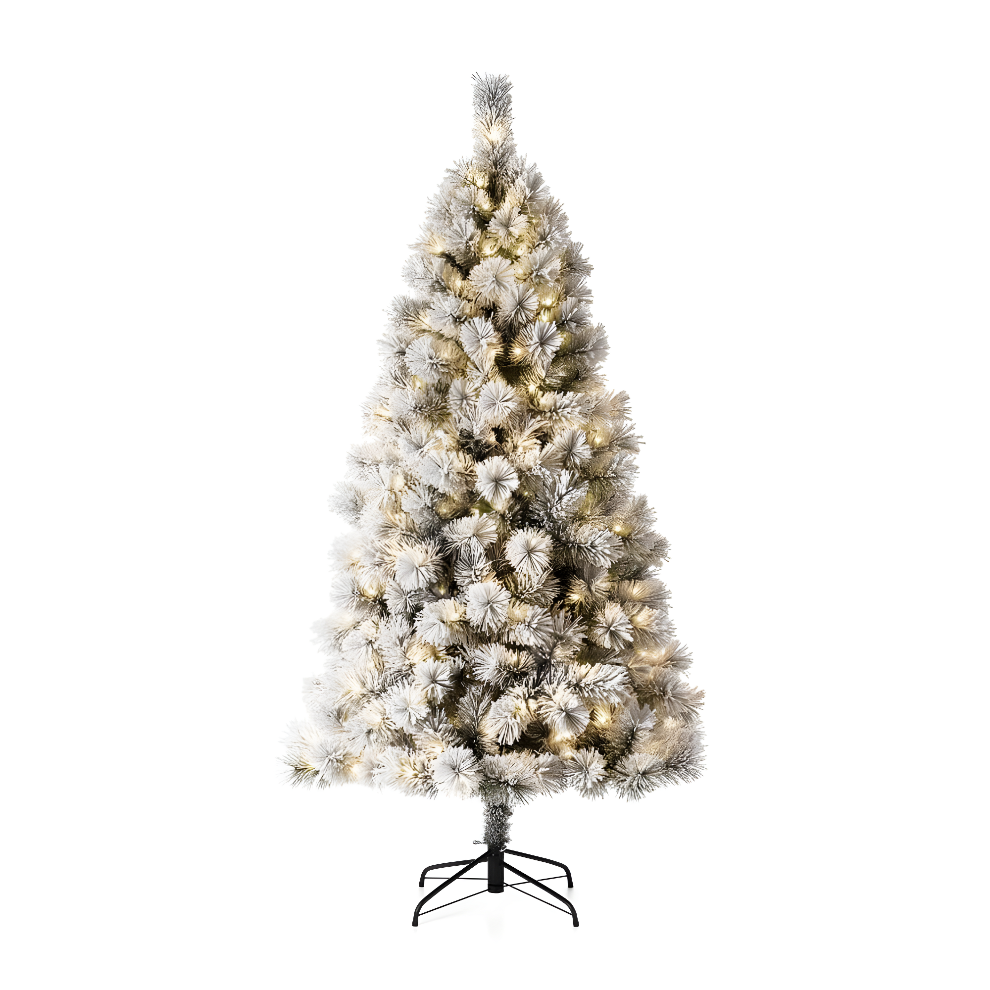 Glitzhome 6ft Pre-Lit Flocked Pencil Pine Artificial Christmas Tree with 300 Warm White Lights