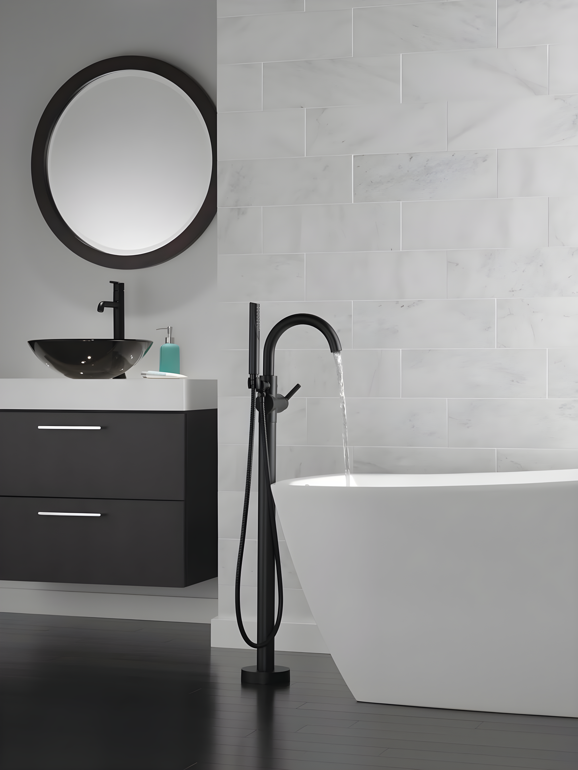 Trinsic Single Handle Floor Mounted Freestanding Tub Filler