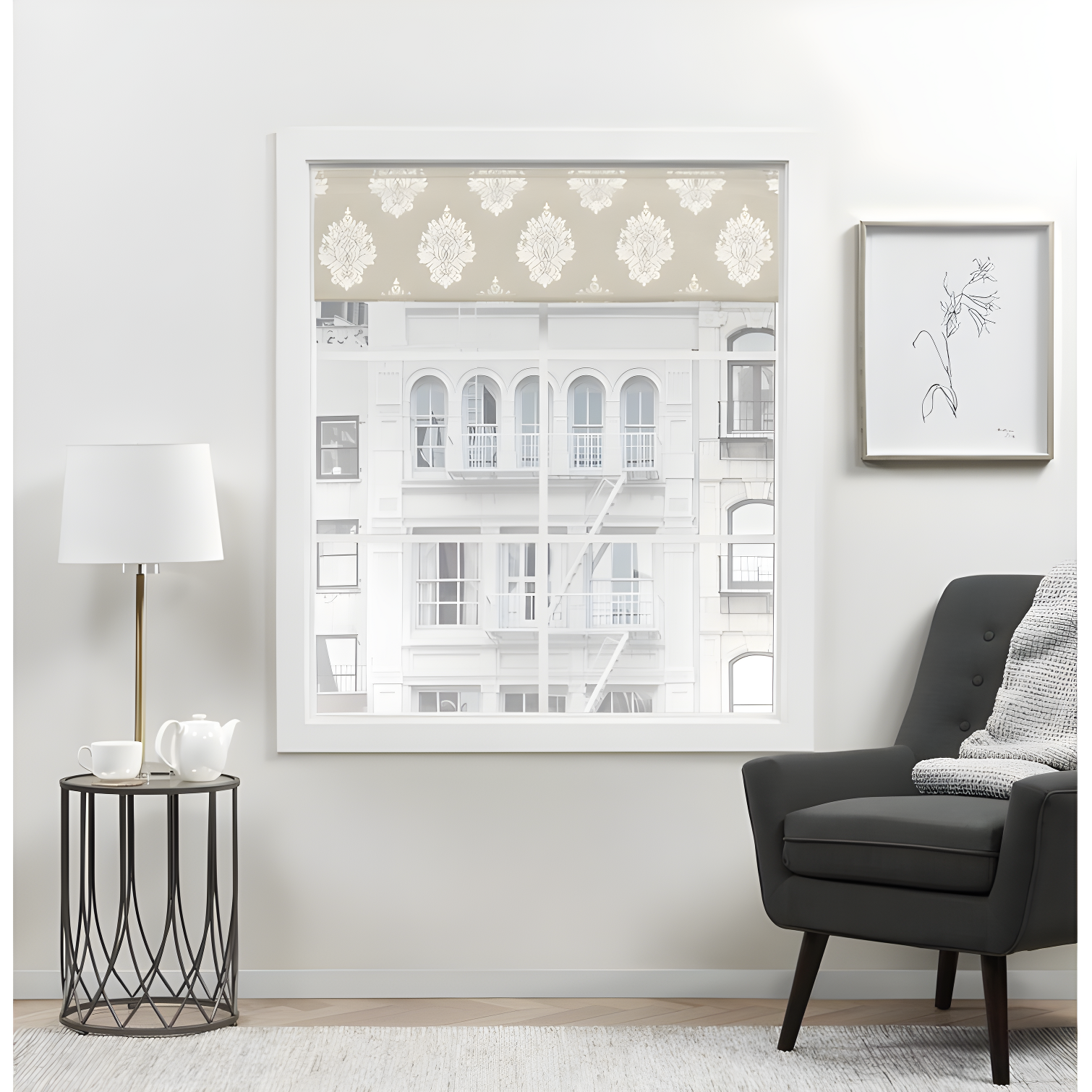 Amalgamated Textiles Exclusive Home Marseilles Damask 100% Blackout Roman Shade