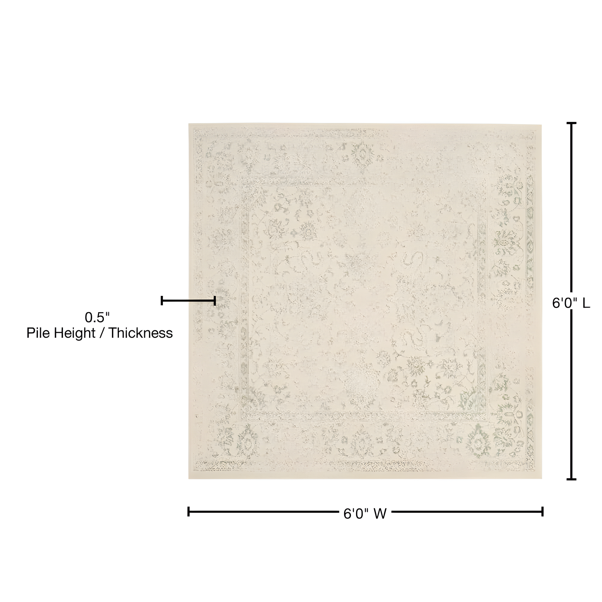 Adirondack ADR109 Machine Made Indoor Area Rug - Ivory/Sage - 6'x6' - Safavieh
