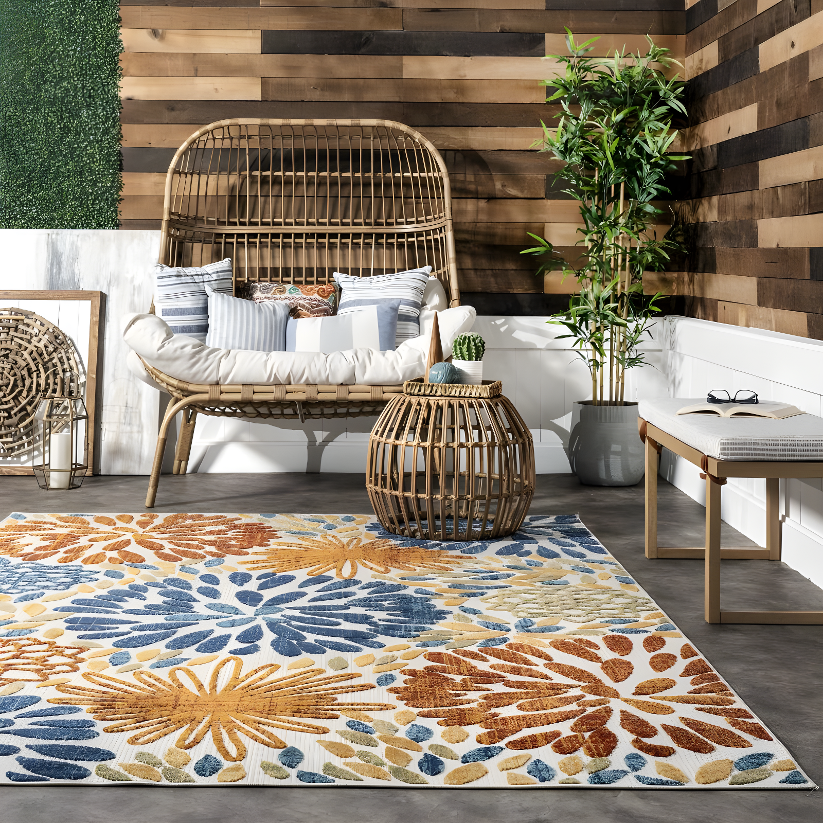 Nuloom Monique Floral & Paisley 2x3 Indoor/Outdoor Accent Rug for Living Room Patio Deck Front Porch Entryway Kitchen, Blue/Multicolor