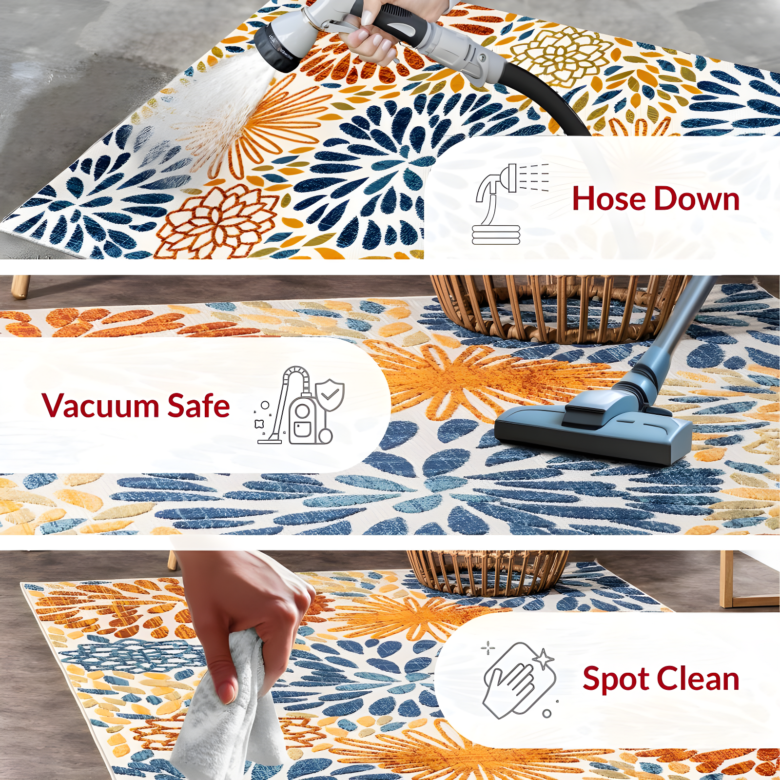 Nuloom Monique Floral & Paisley 2x3 Indoor/Outdoor Accent Rug for Living Room Patio Deck Front Porch Entryway Kitchen, Blue/Multicolor