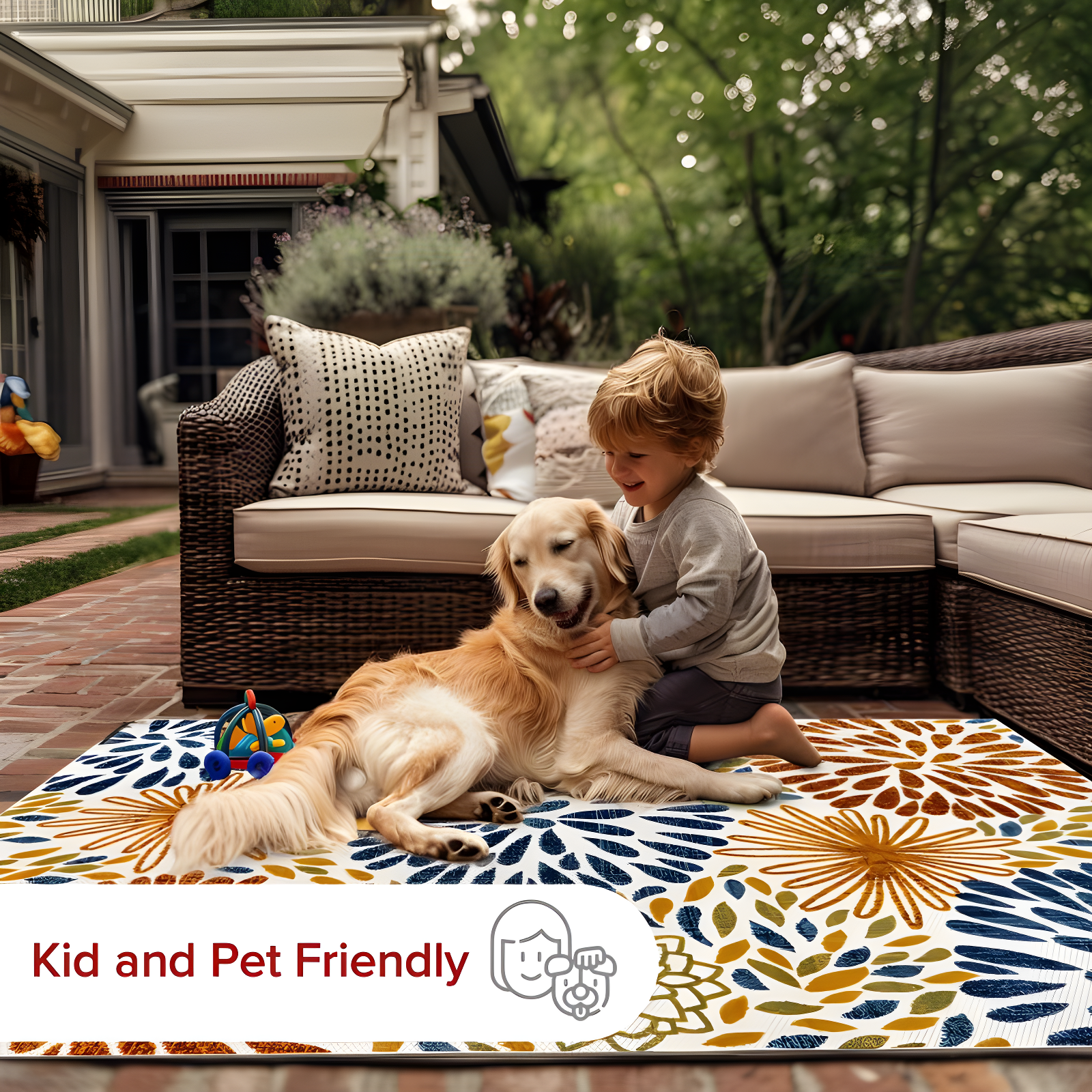 Nuloom Monique Floral & Paisley 2x3 Indoor/Outdoor Accent Rug for Living Room Patio Deck Front Porch Entryway Kitchen, Blue/Multicolor